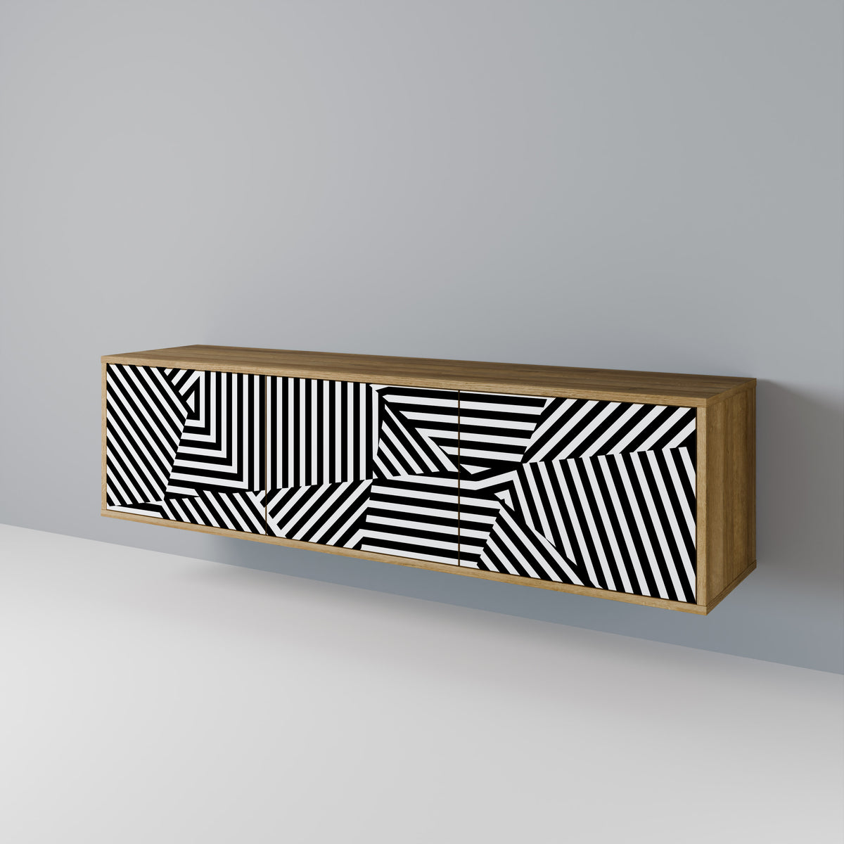 ILLUSIONARY LATTICE Třídveřový TV stolek