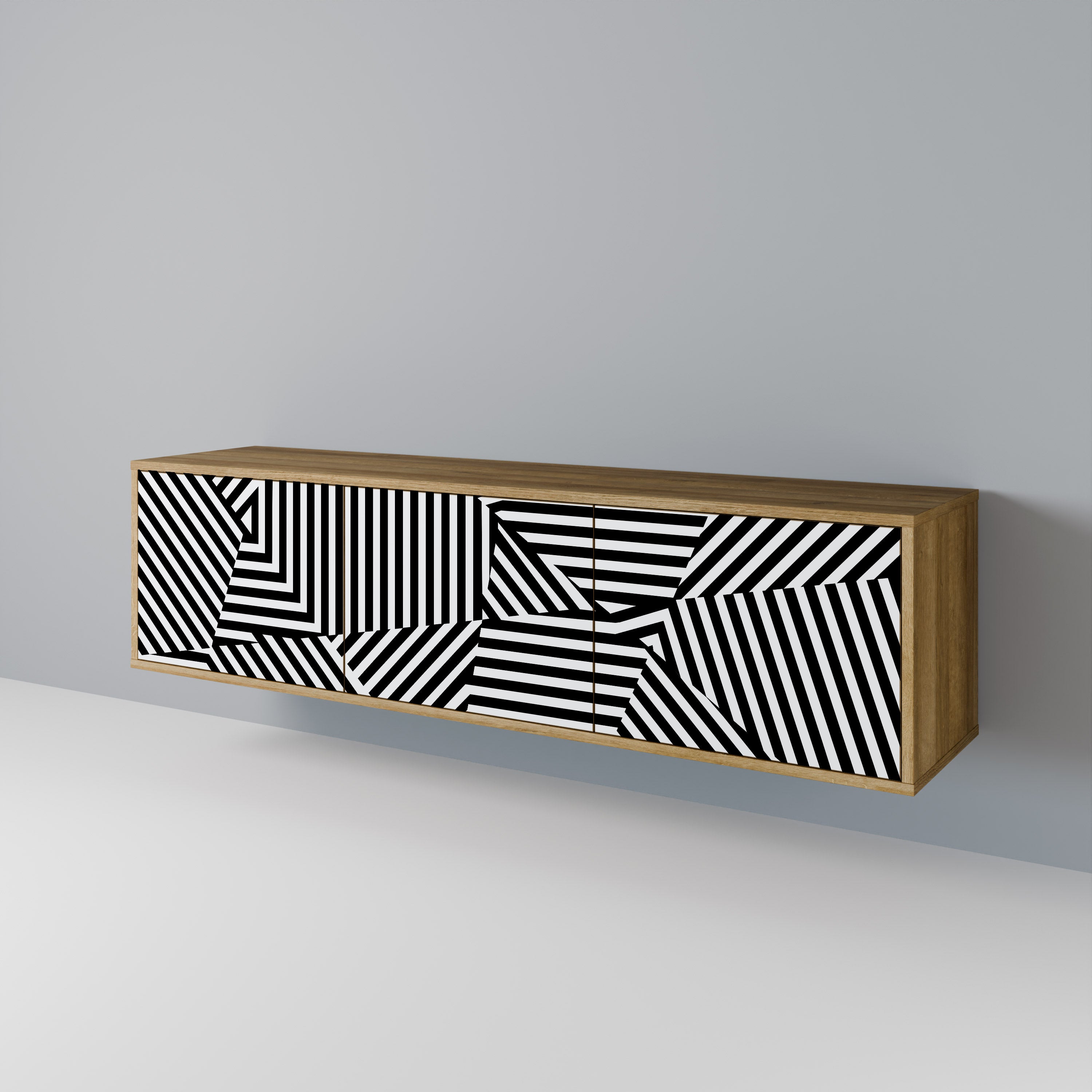 ILLUSIONARY LATTICE Třídveřový TV stolek