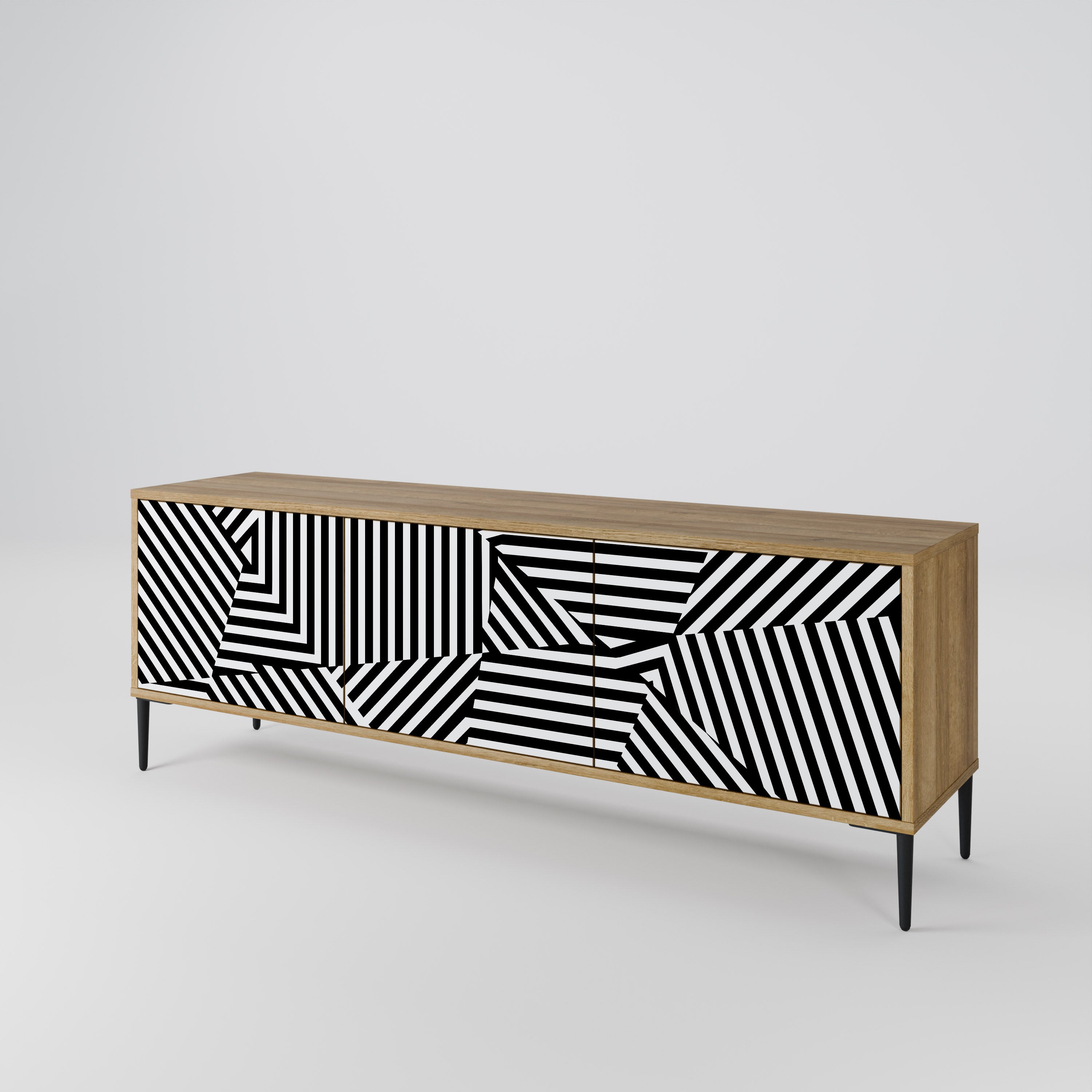 ILLUSIONARY LATTICE Třídveřový TV stolek