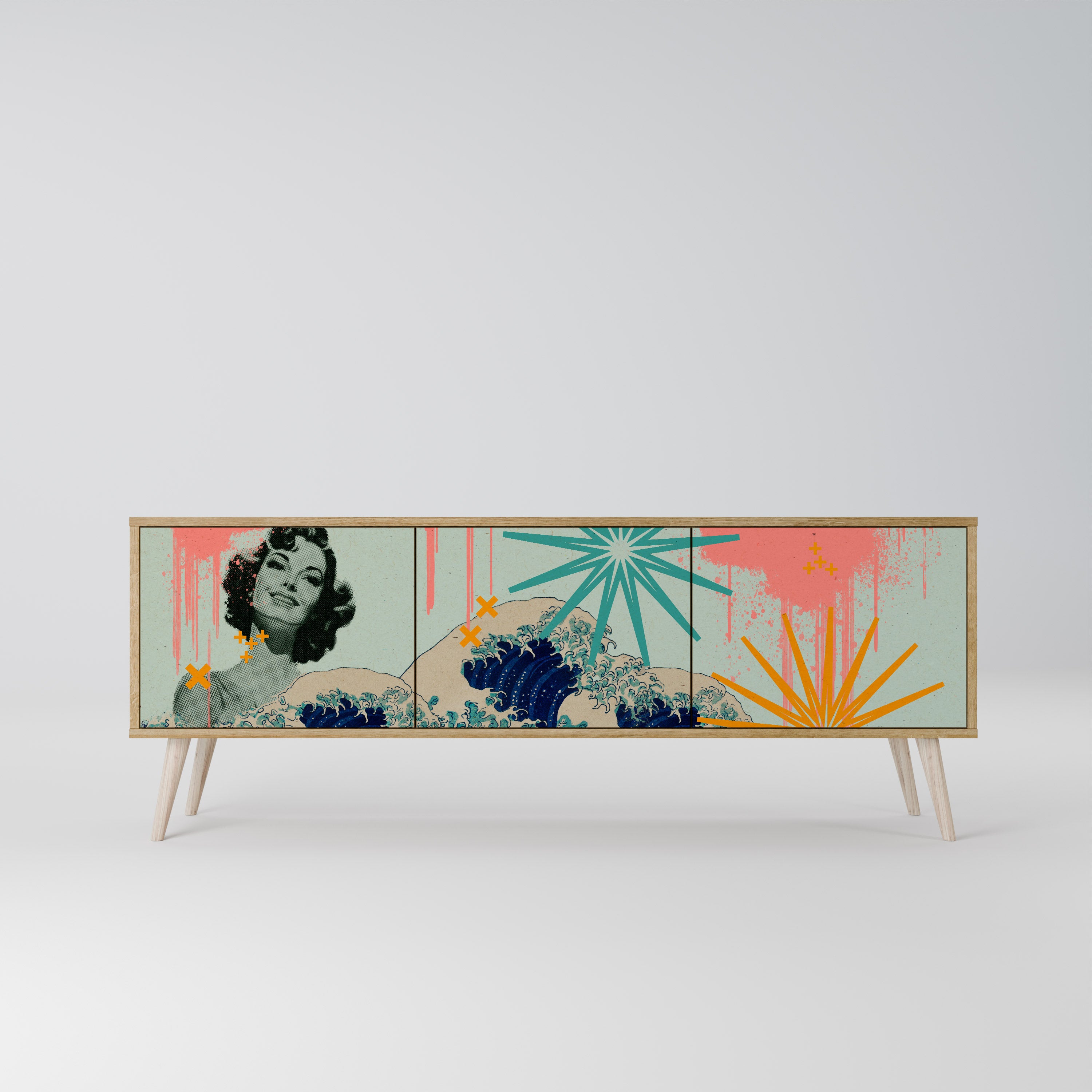 KANAGAWA BEAUTY Třídveřový TV stolek