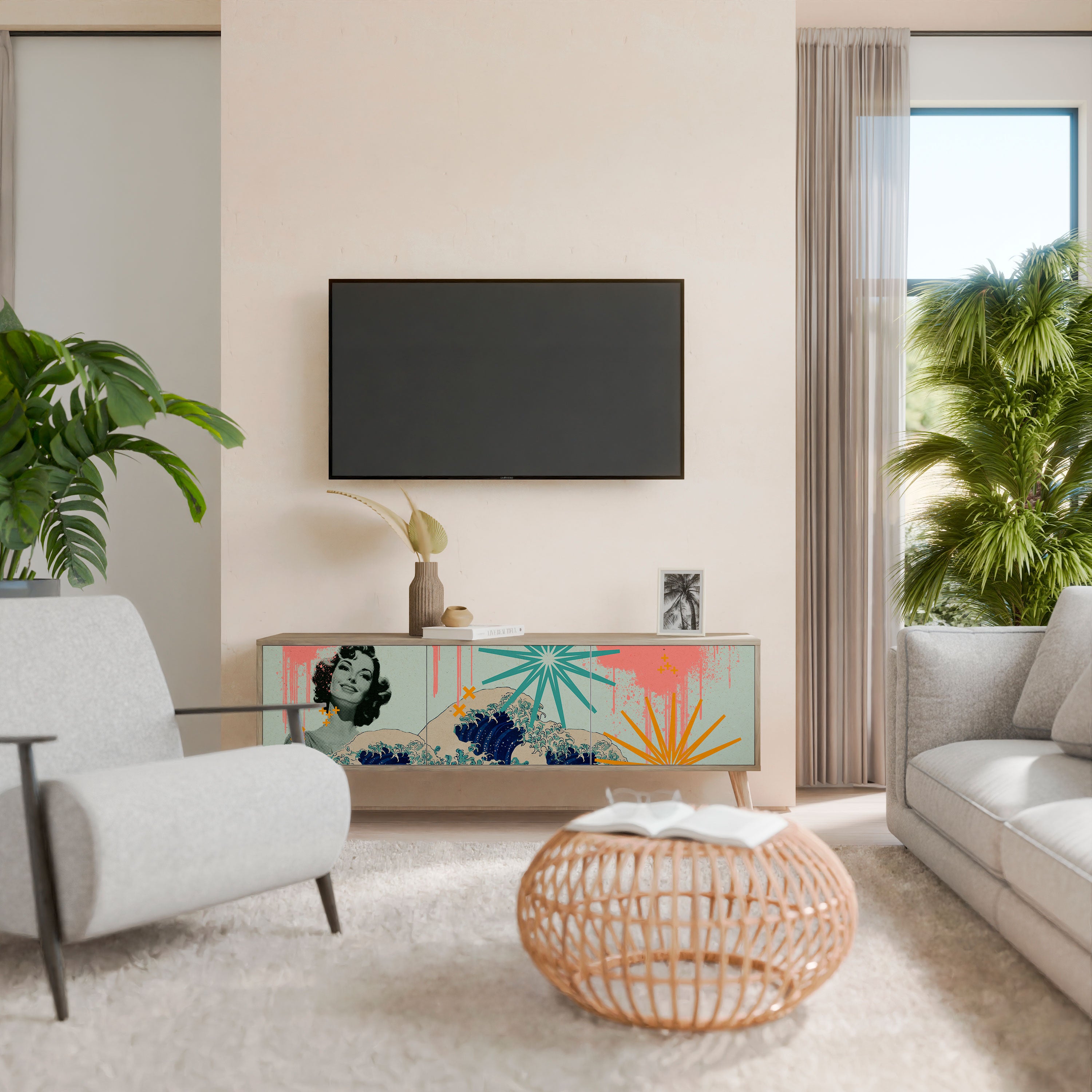 KANAGAWA BEAUTY Třídveřový TV stolek