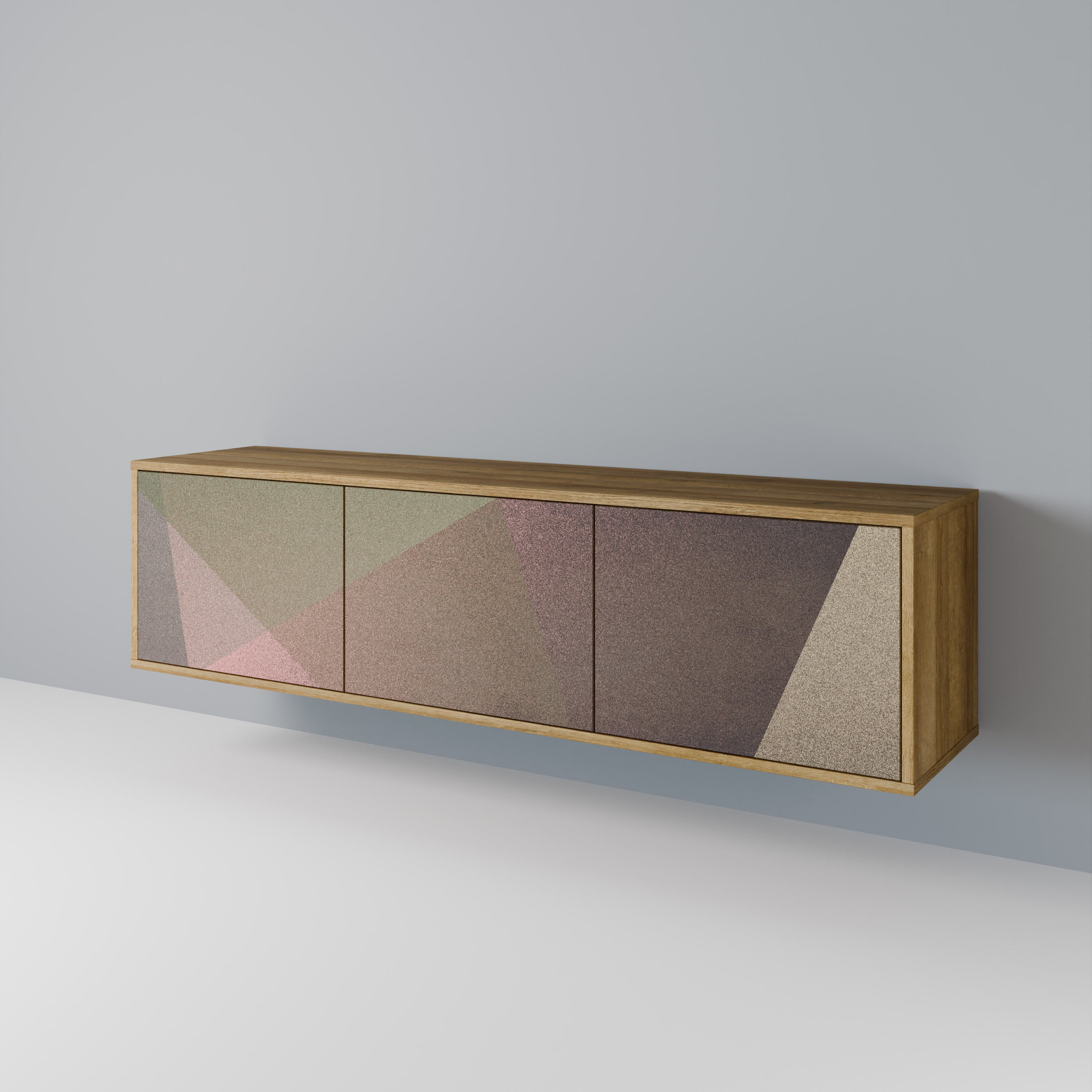 BEIGE GEOMETRY Třídveřový TV stolek
