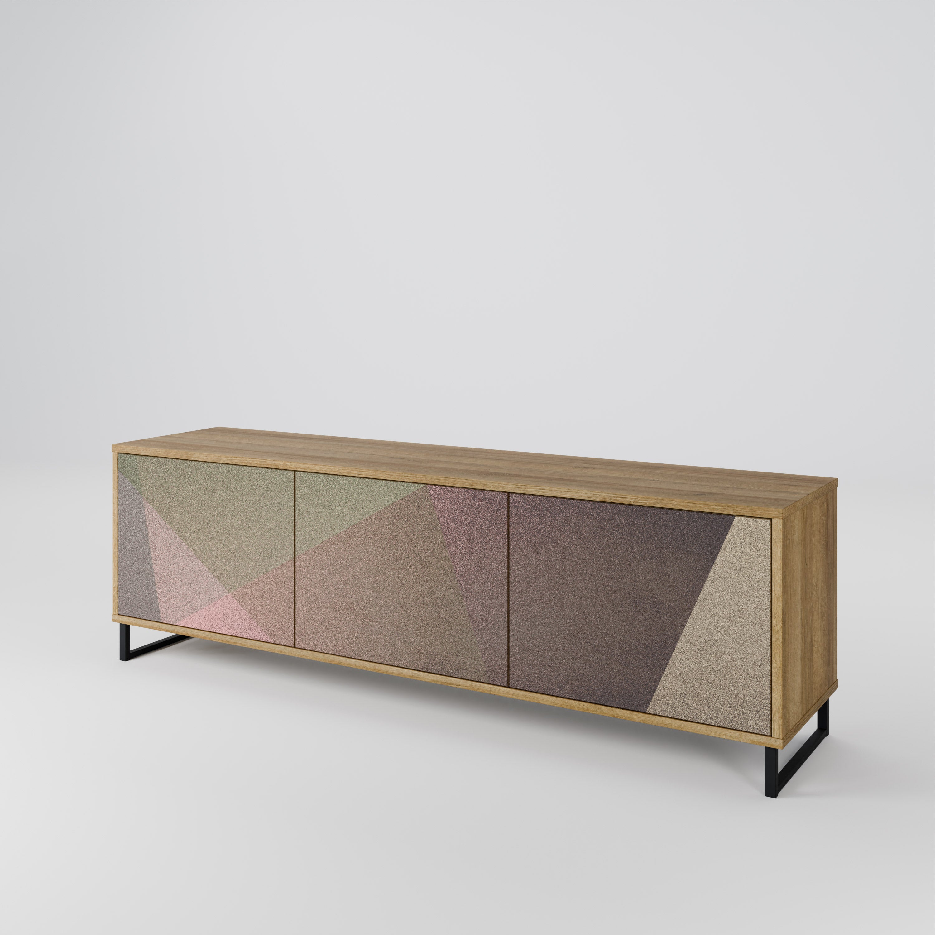 BEIGE GEOMETRY Třídveřový TV stolek