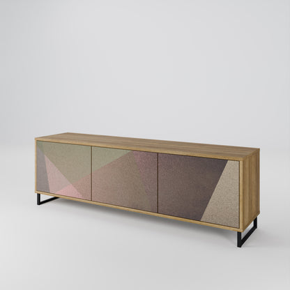 BEIGE GEOMETRY Třídveřový TV stolek