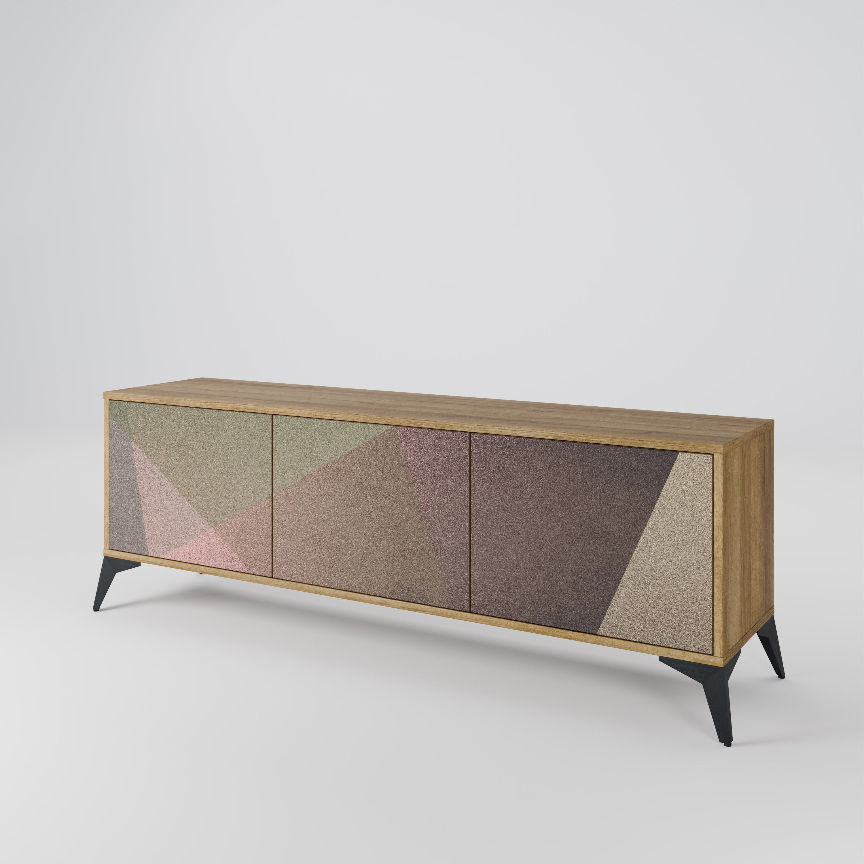 BEIGE GEOMETRY Třídveřový TV stolek