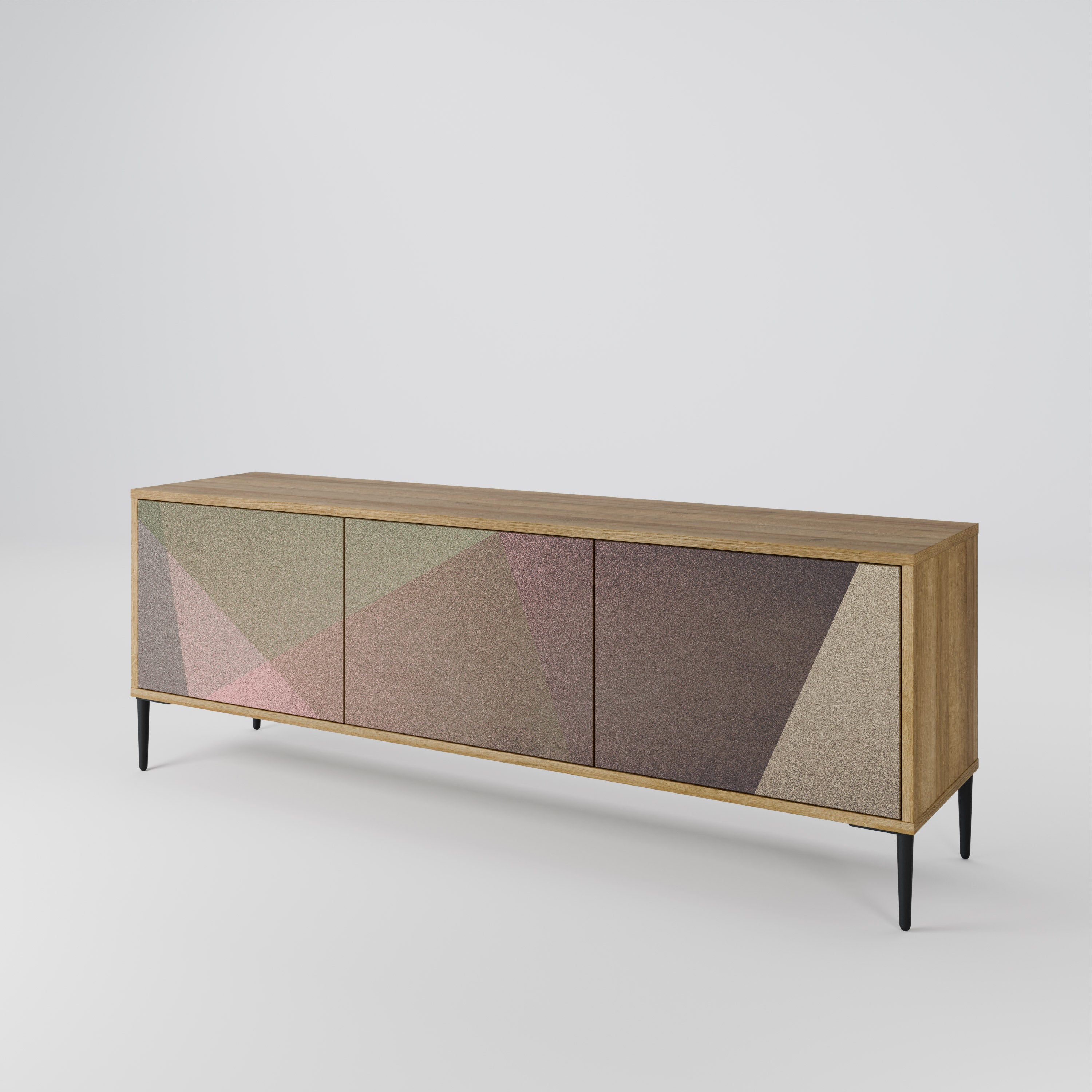 BEIGE GEOMETRY Třídveřový TV stolek