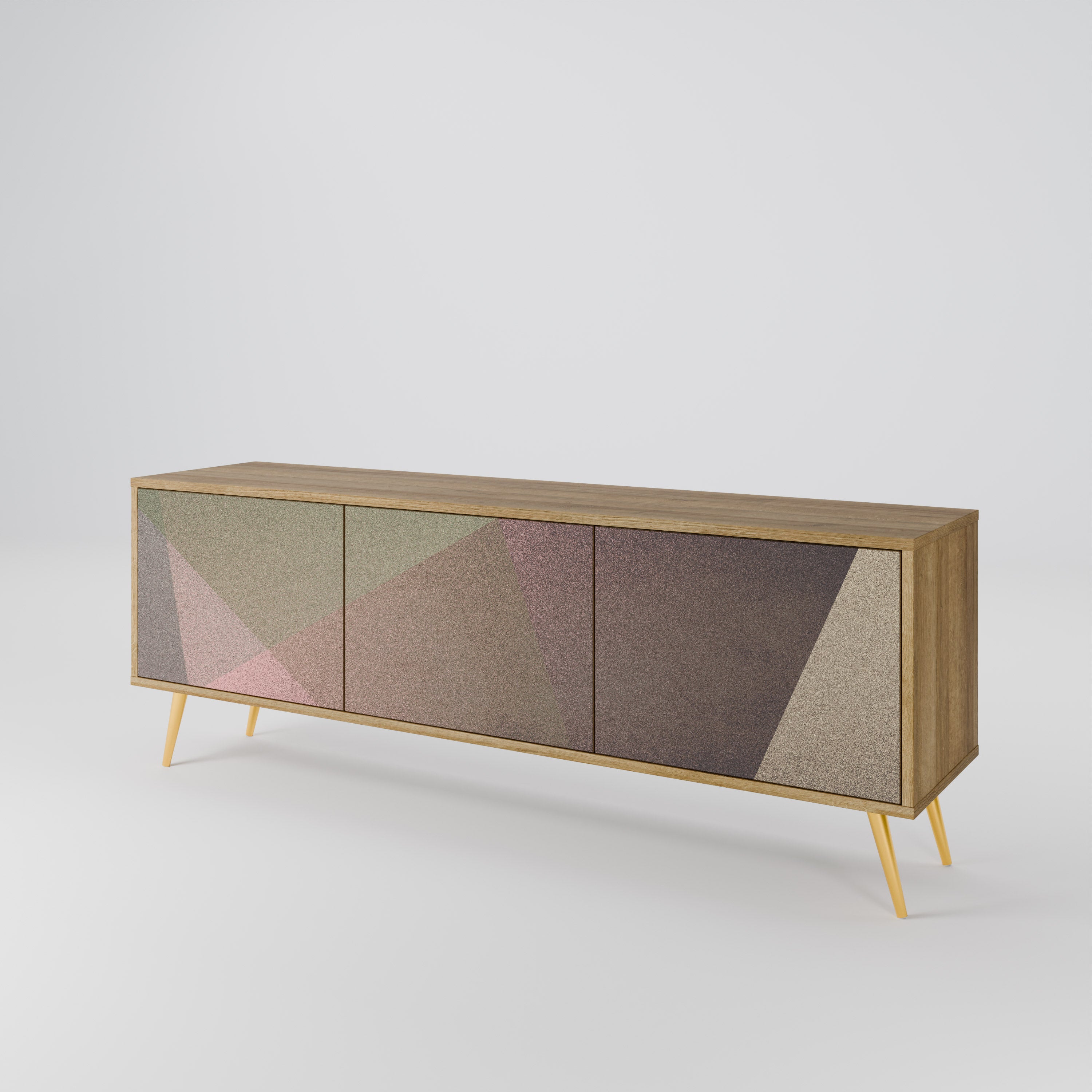 BEIGE GEOMETRY Třídveřový TV stolek