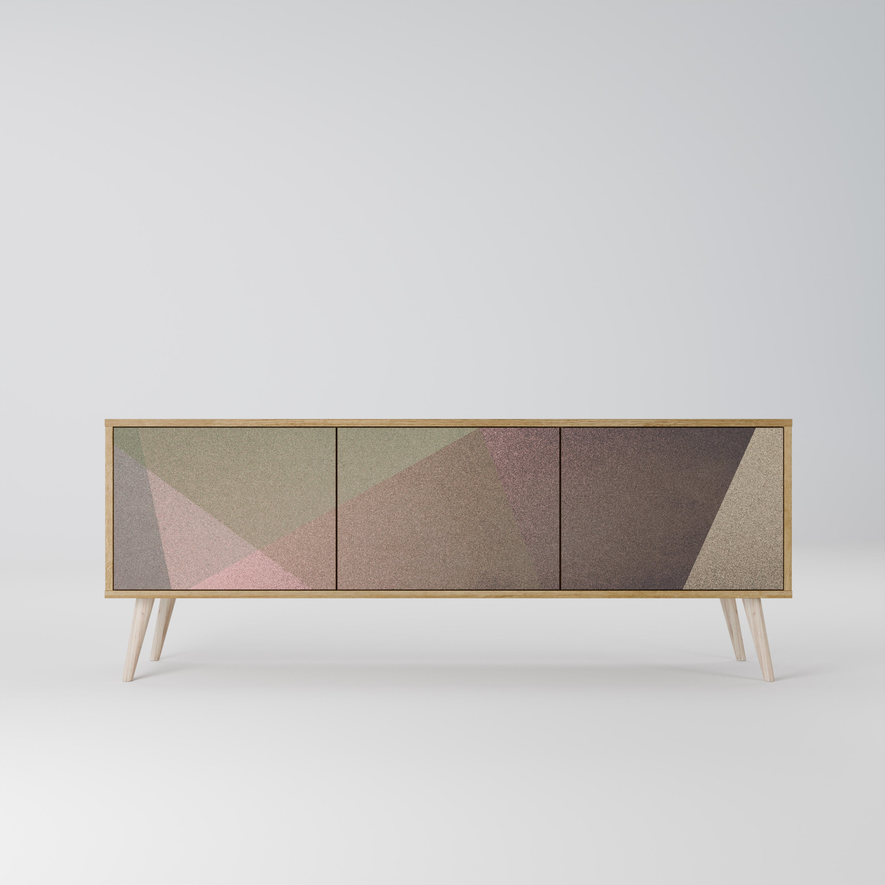 BEIGE GEOMETRY Třídveřový TV stolek
