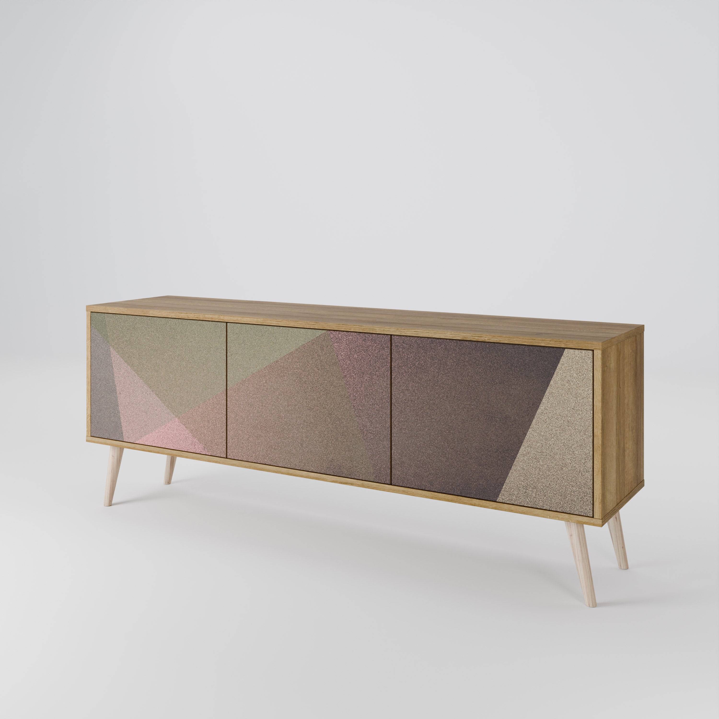 BEIGE GEOMETRY Třídveřový TV stolek