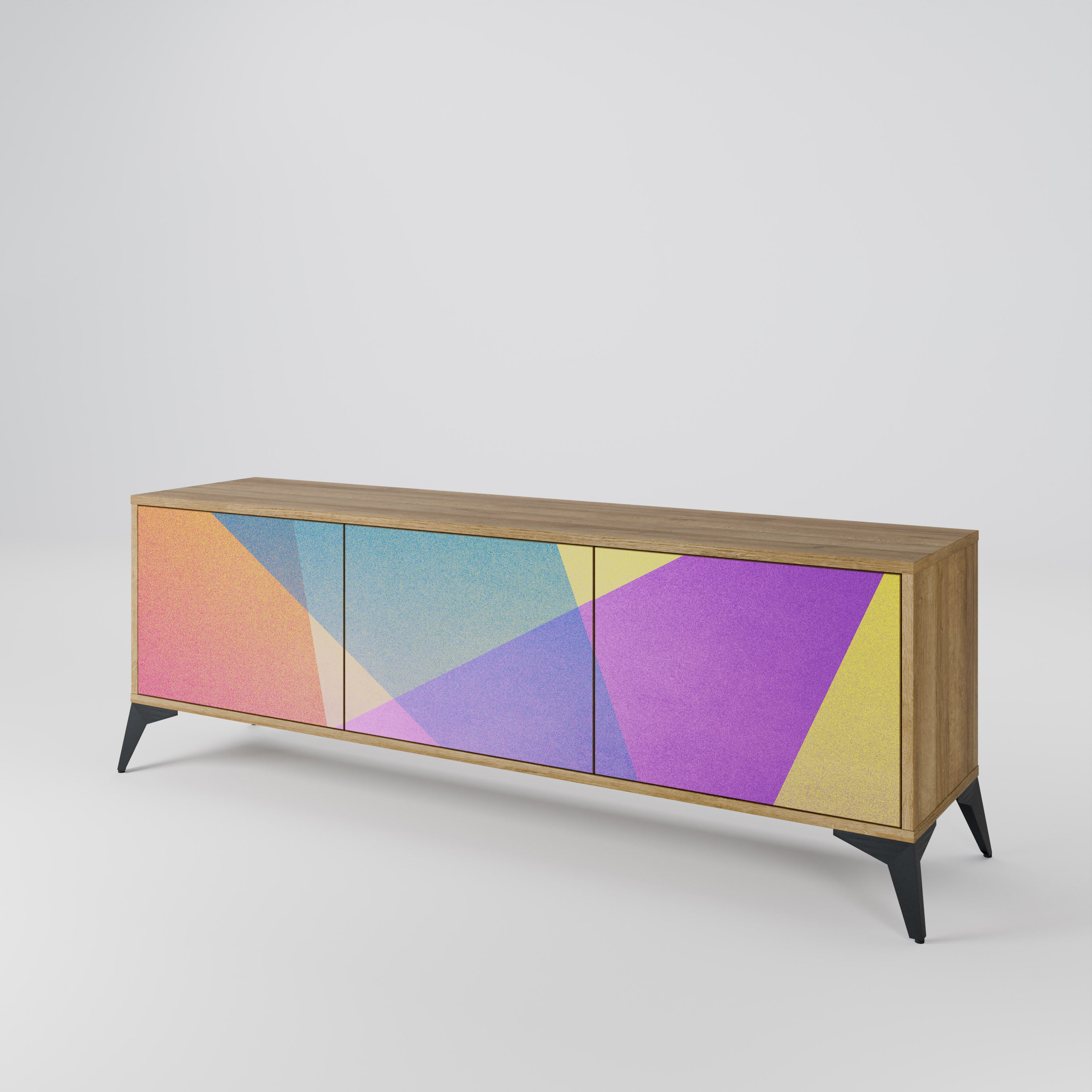 BRIGHT GEOMETRY Třídveřový TV stolek