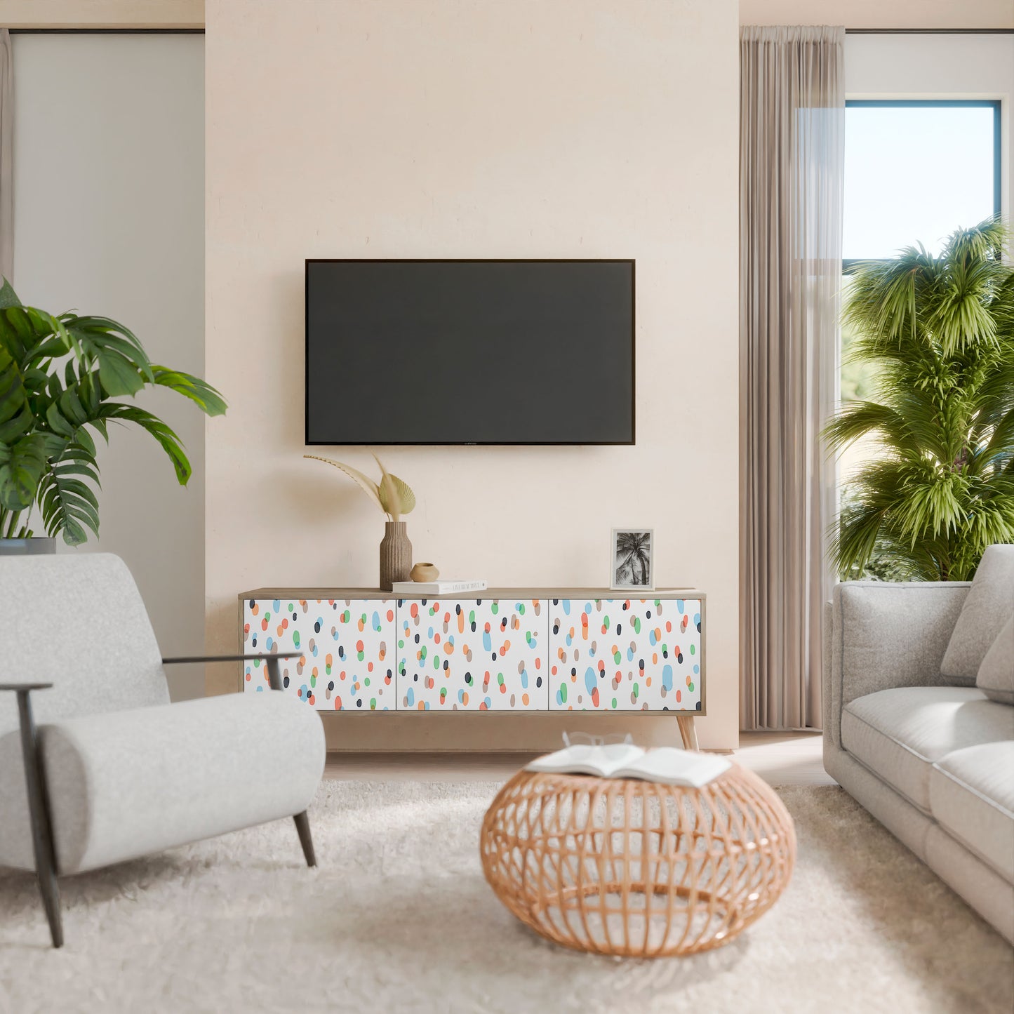 ENERGETIC SPOTS Třídveřový TV stolek