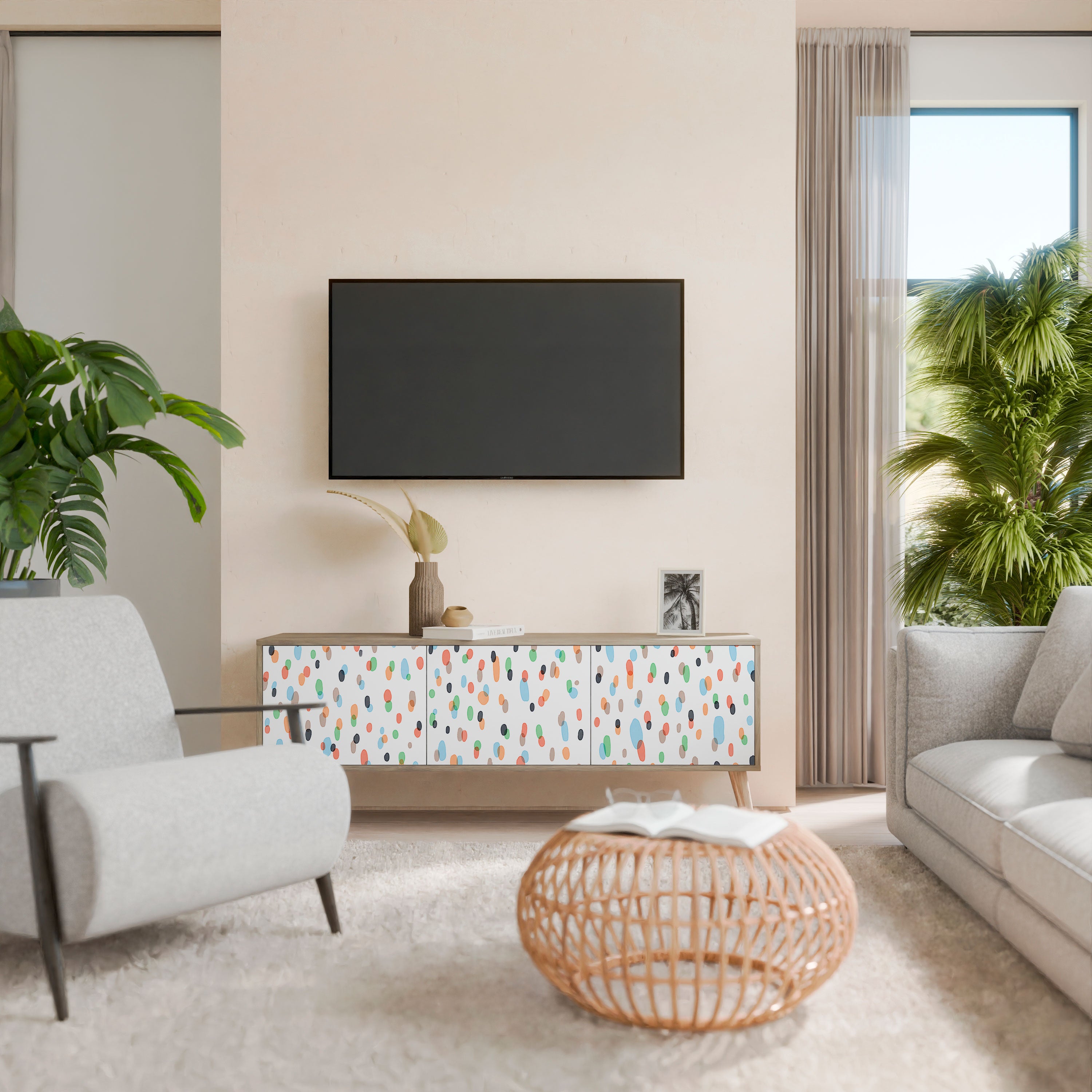 ENERGETIC SPOTS Třídveřový TV stolek