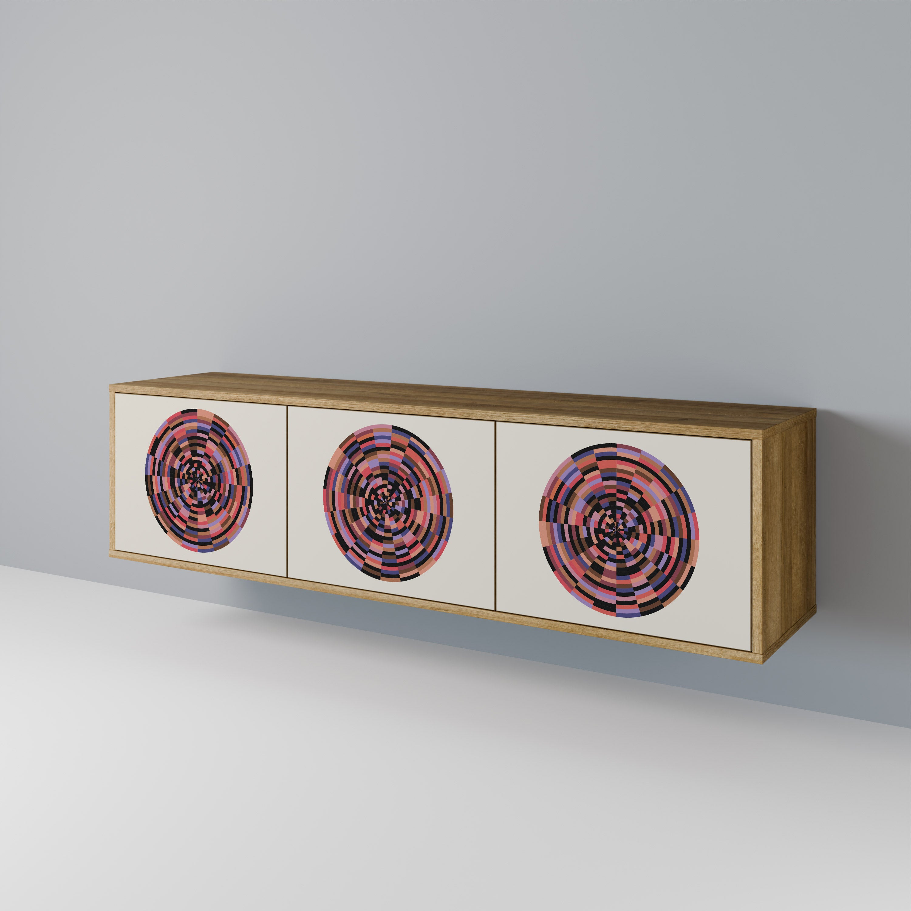 BROWN CIRCLES Třídveřový TV stolek