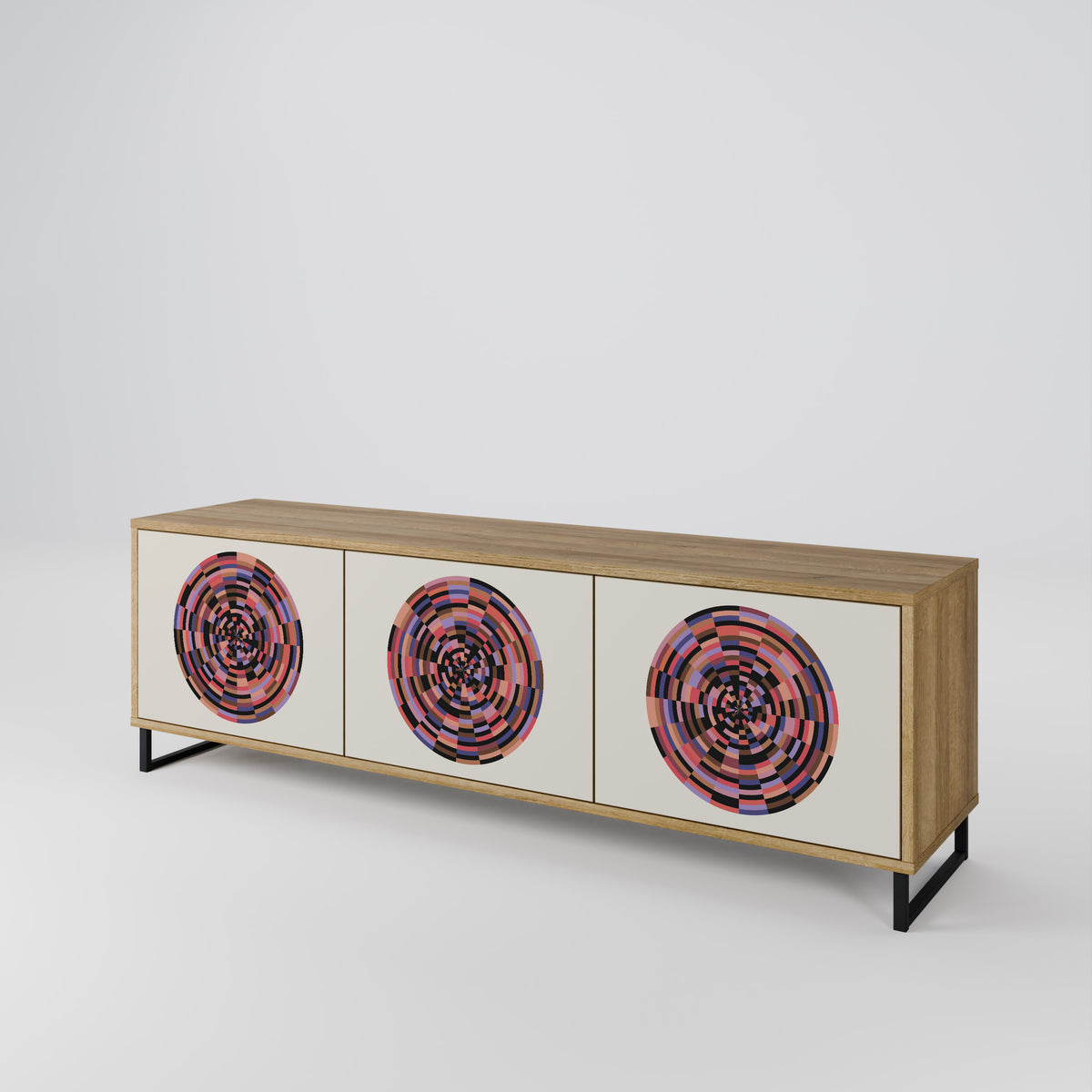 BROWN CIRCLES Třídveřový TV stolek