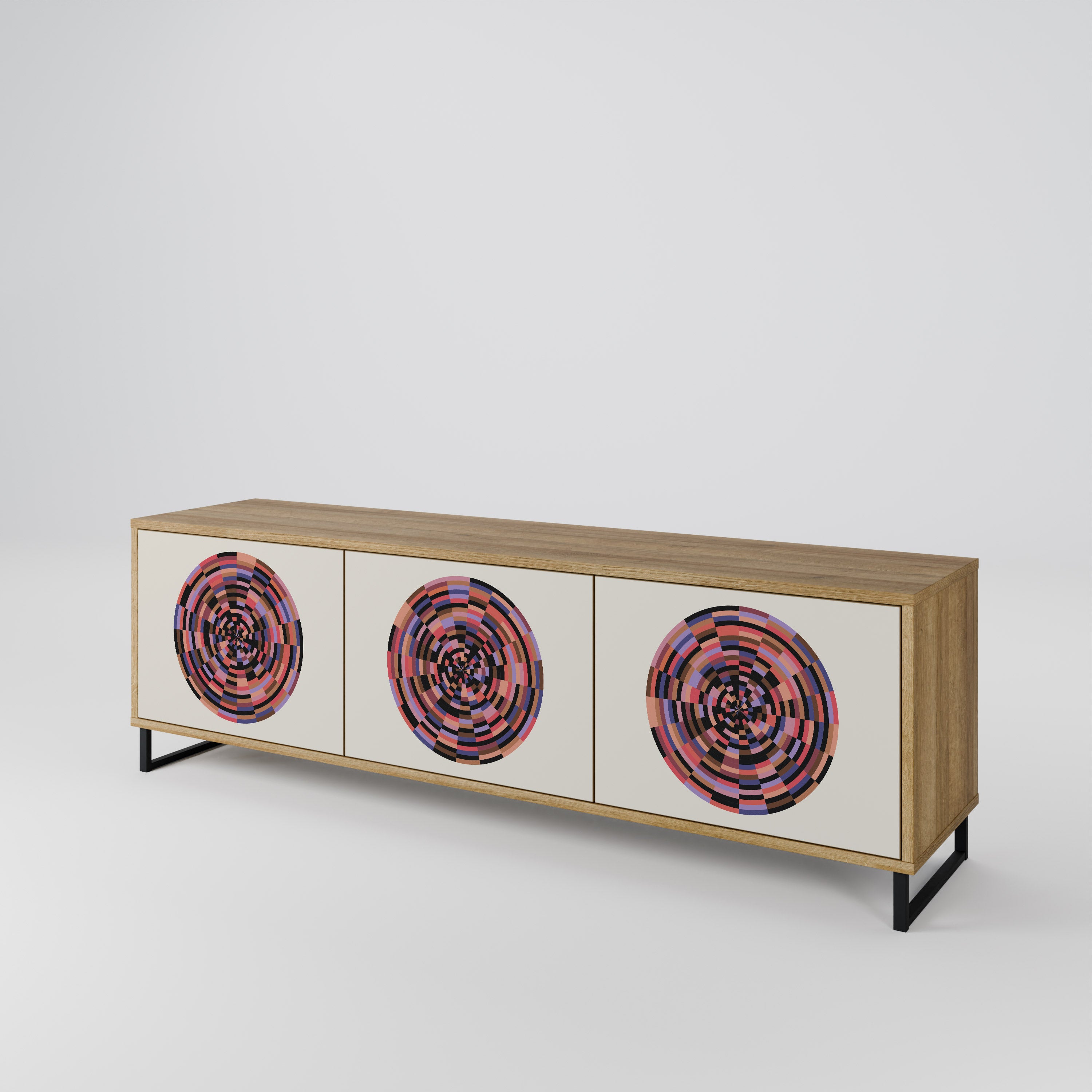BROWN CIRCLES Třídveřový TV stolek