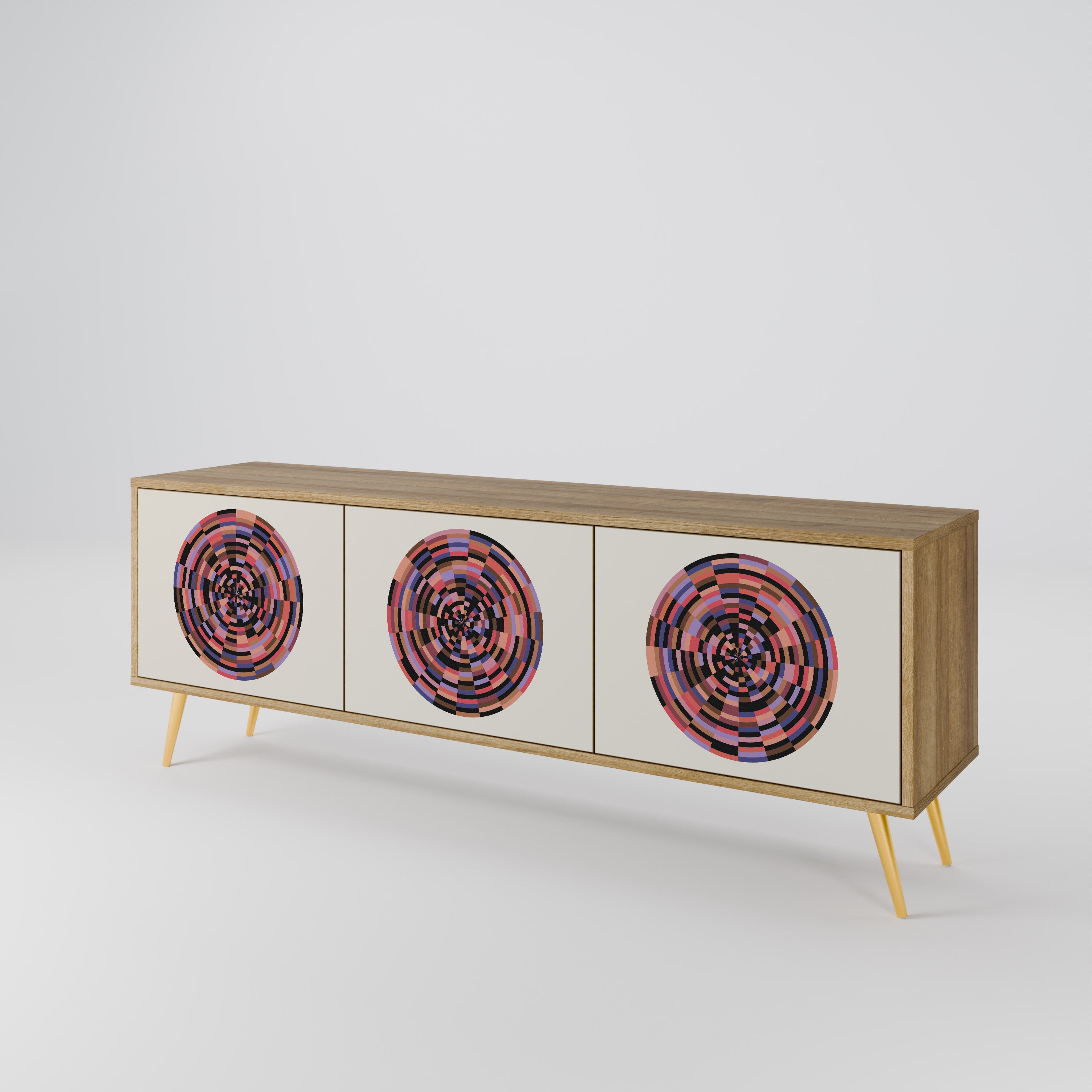 BROWN CIRCLES Třídveřový TV stolek