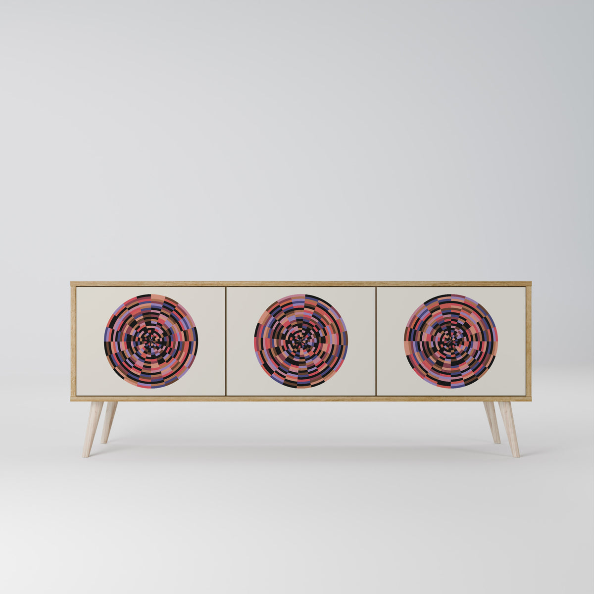 BROWN CIRCLES Třídveřový TV stolek