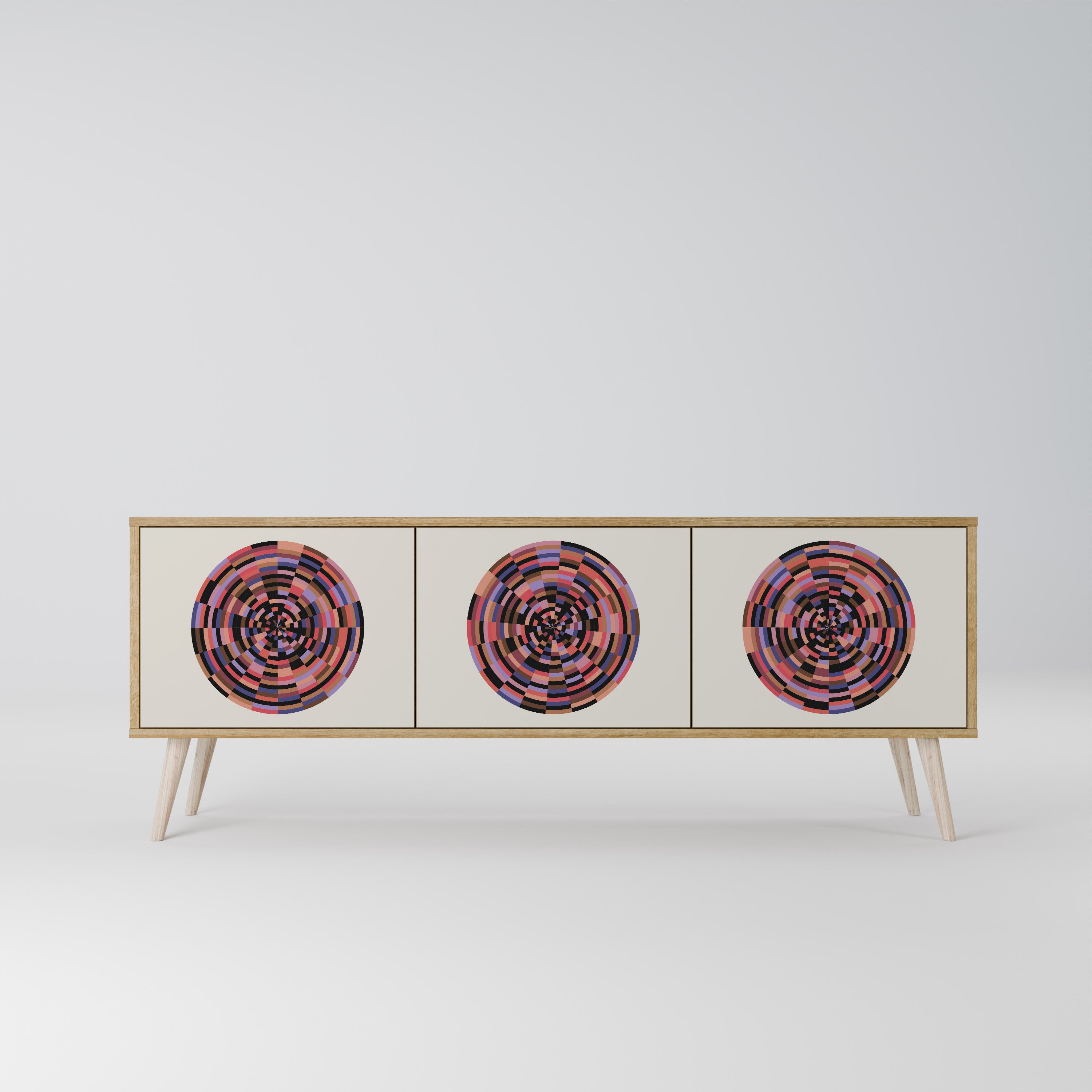 BROWN CIRCLES Třídveřový TV stolek