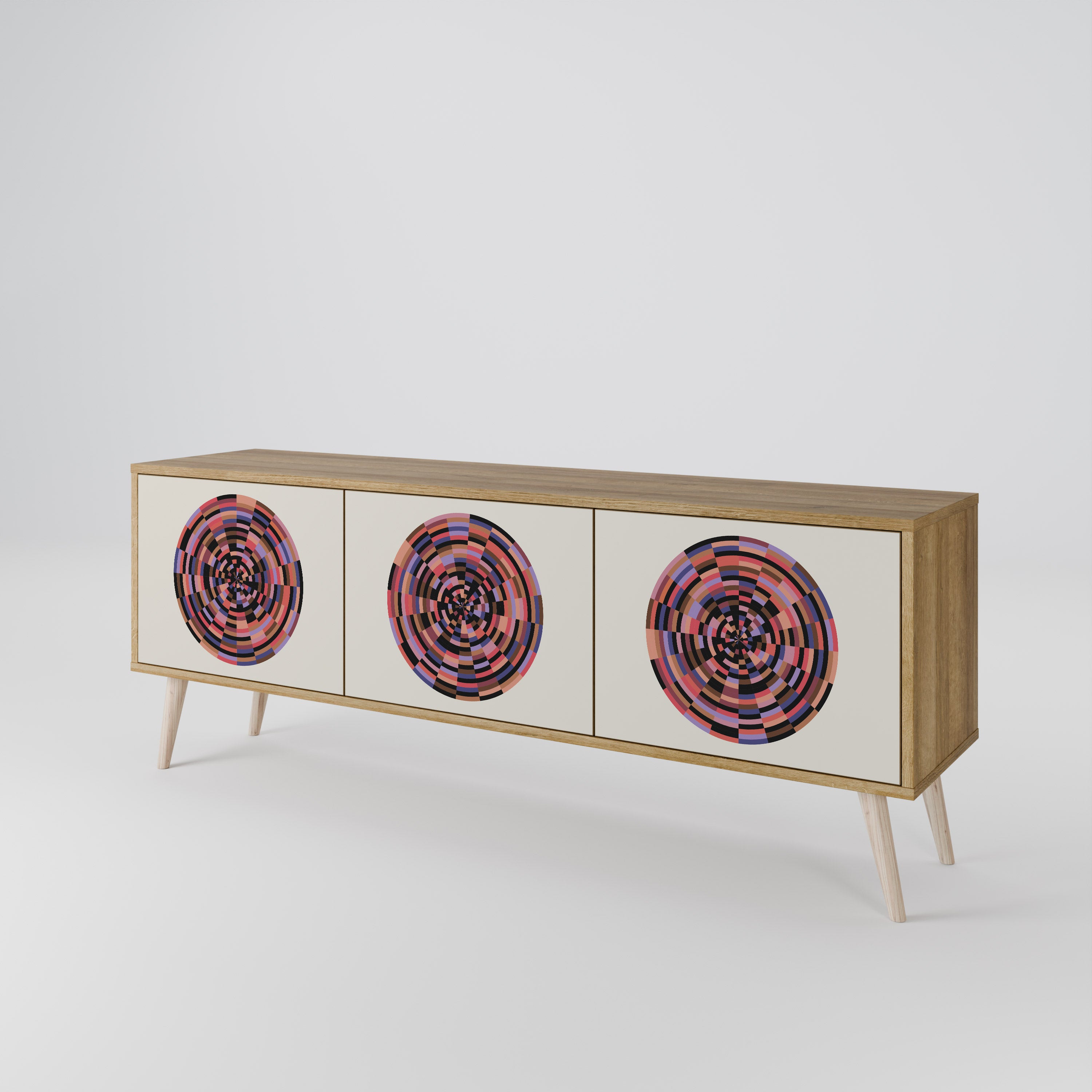 BROWN CIRCLES Třídveřový TV stolek