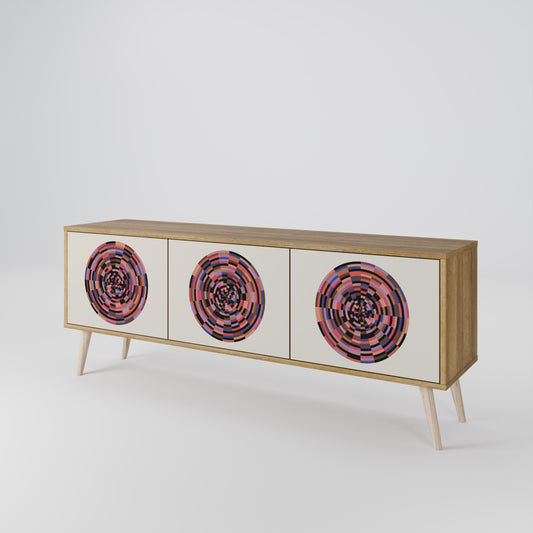 BROWN CIRCLES Třídveřový TV stolek