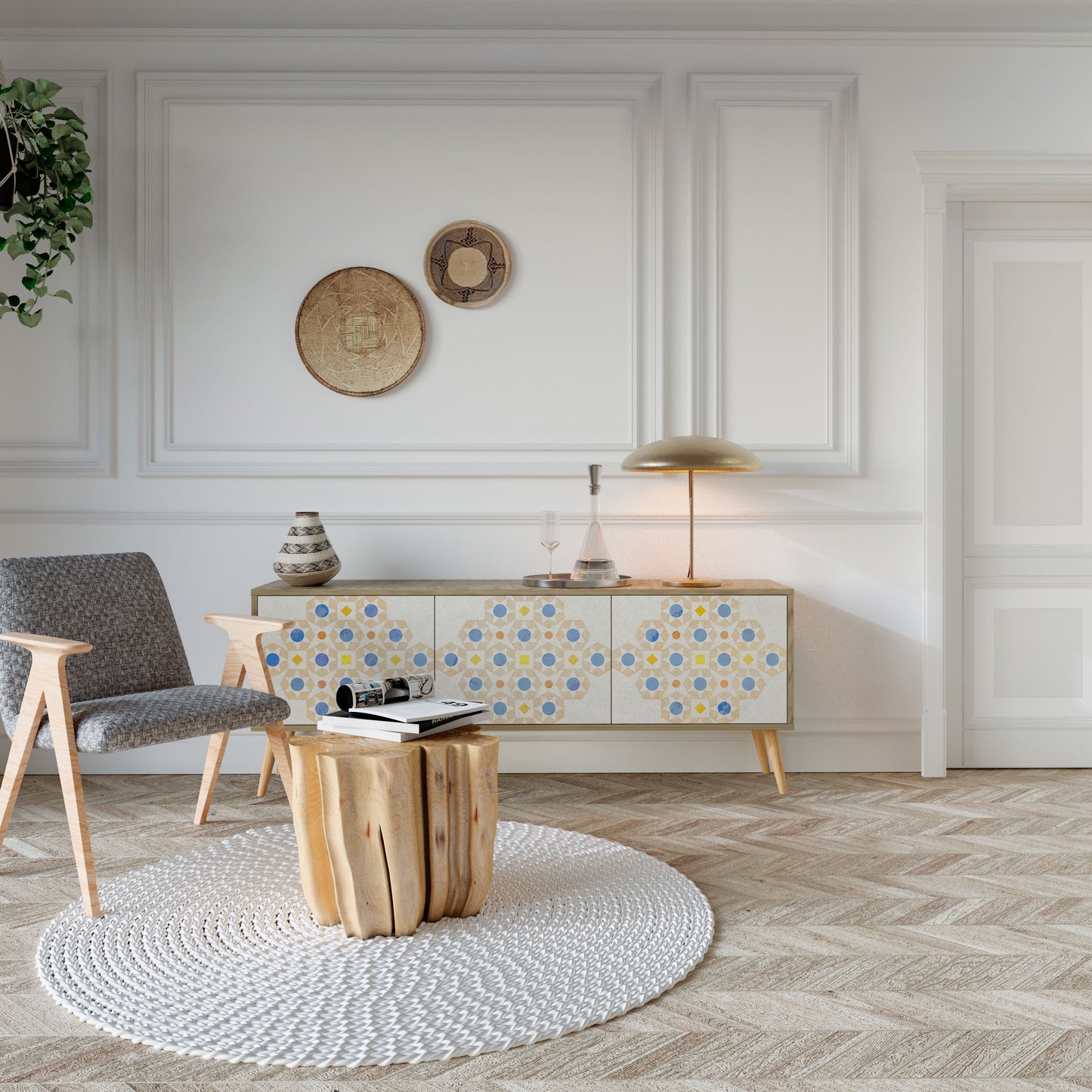 PATTERNED PRISM Třídveřový TV stolek