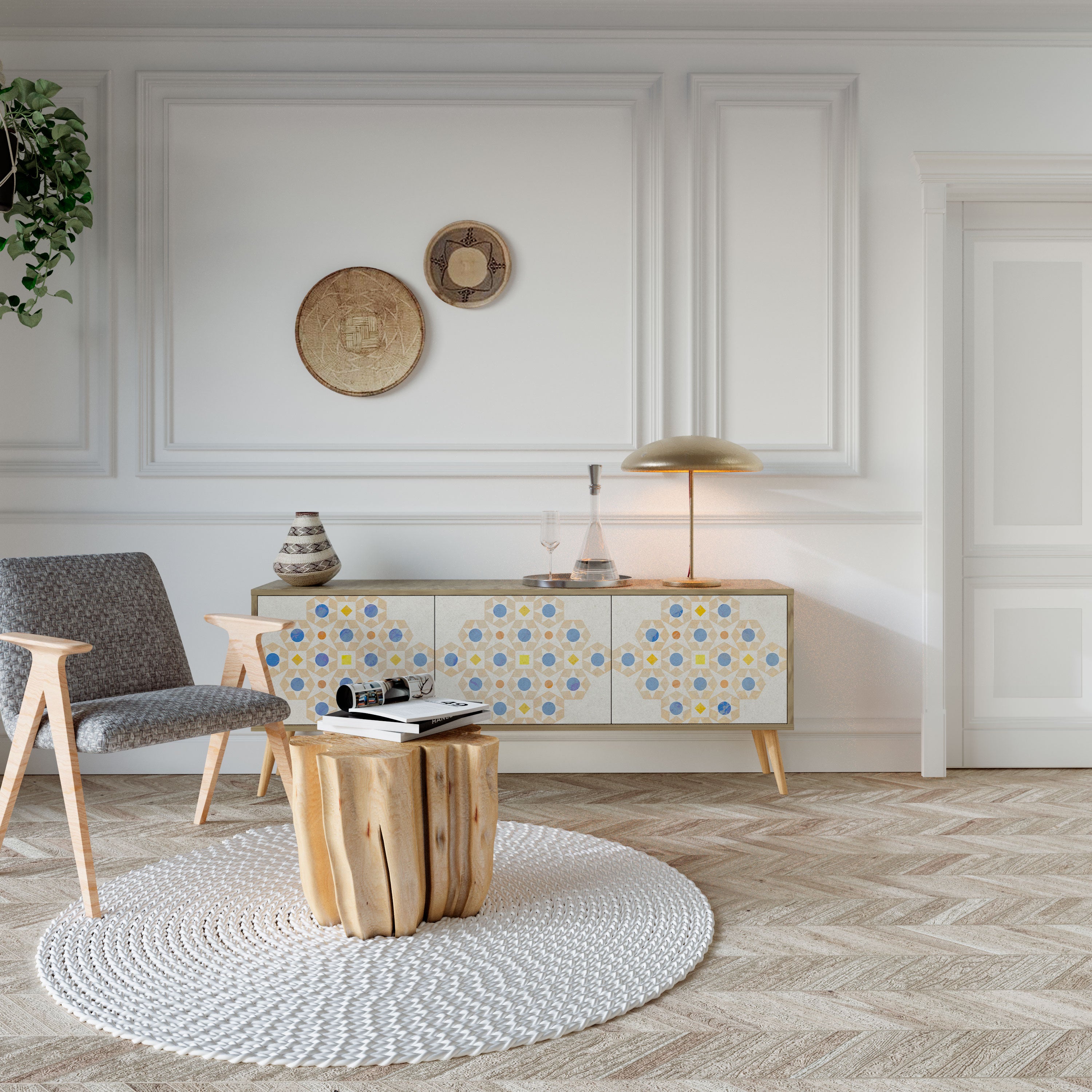 PATTERNED PRISM Třídveřový TV stolek