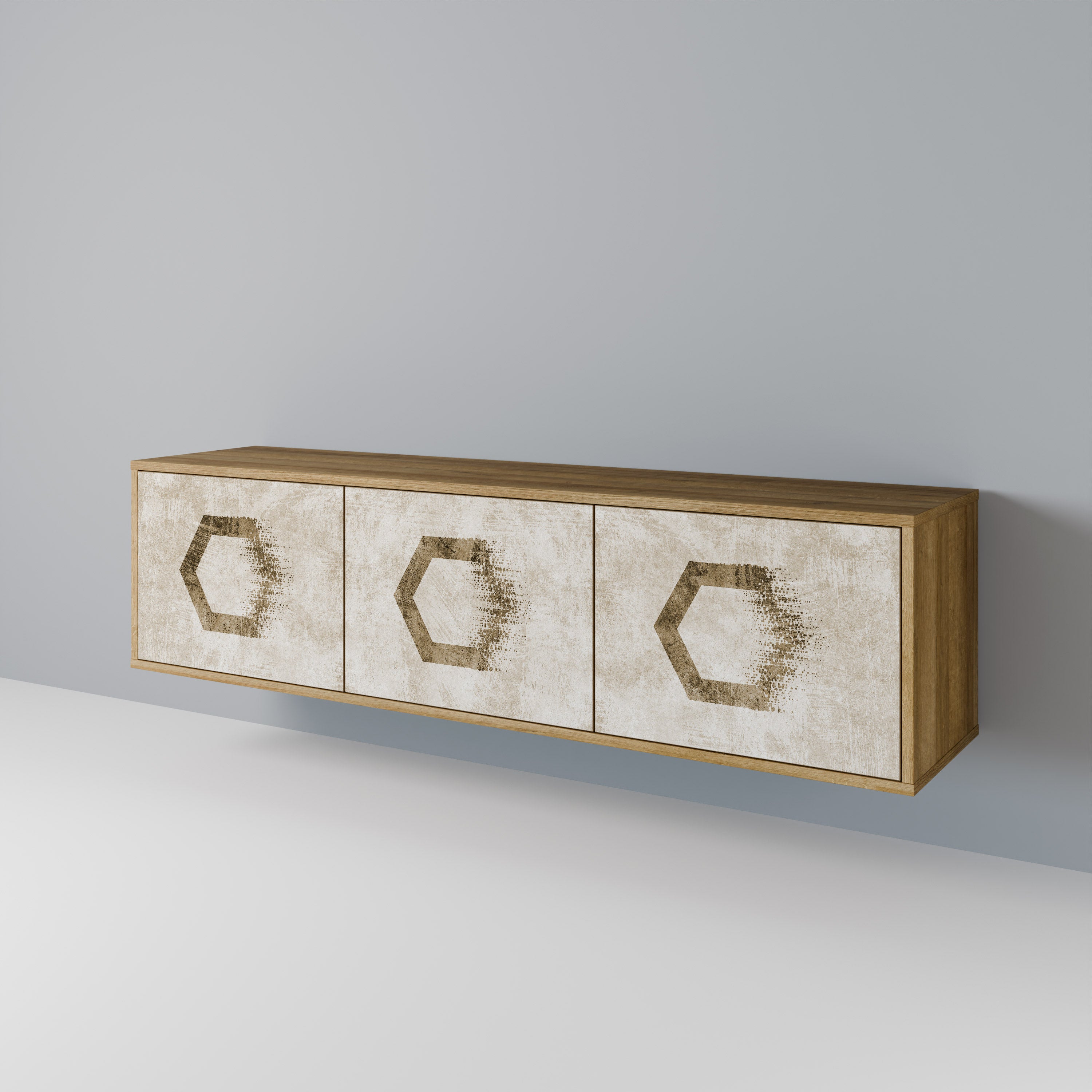 HEXAGONAL SHAPES Třídveřový TV stolek