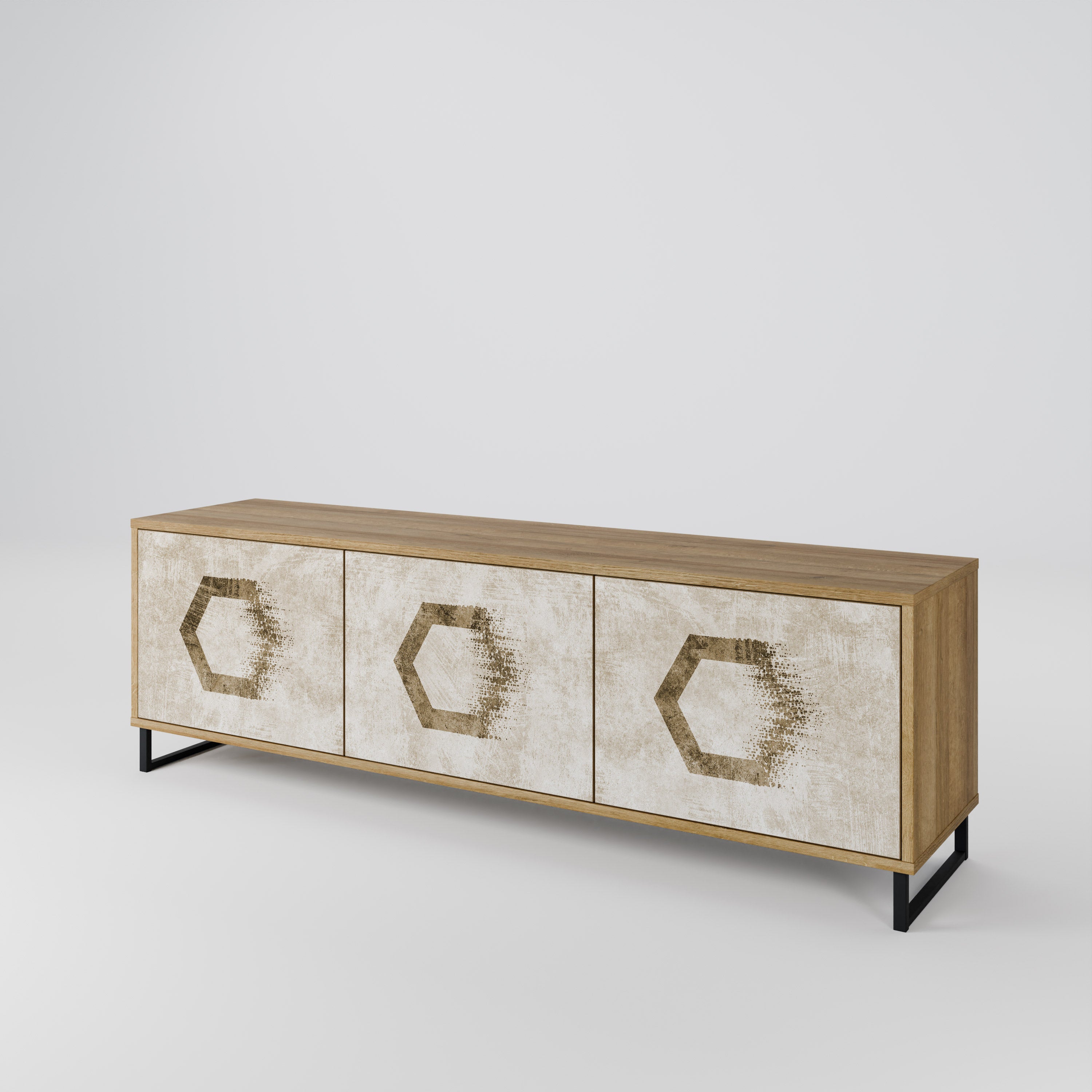 HEXAGONAL SHAPES Třídveřový TV stolek