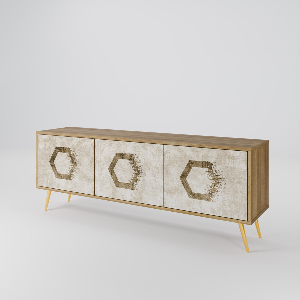 HEXAGONAL SHAPES Třídveřový TV stolek