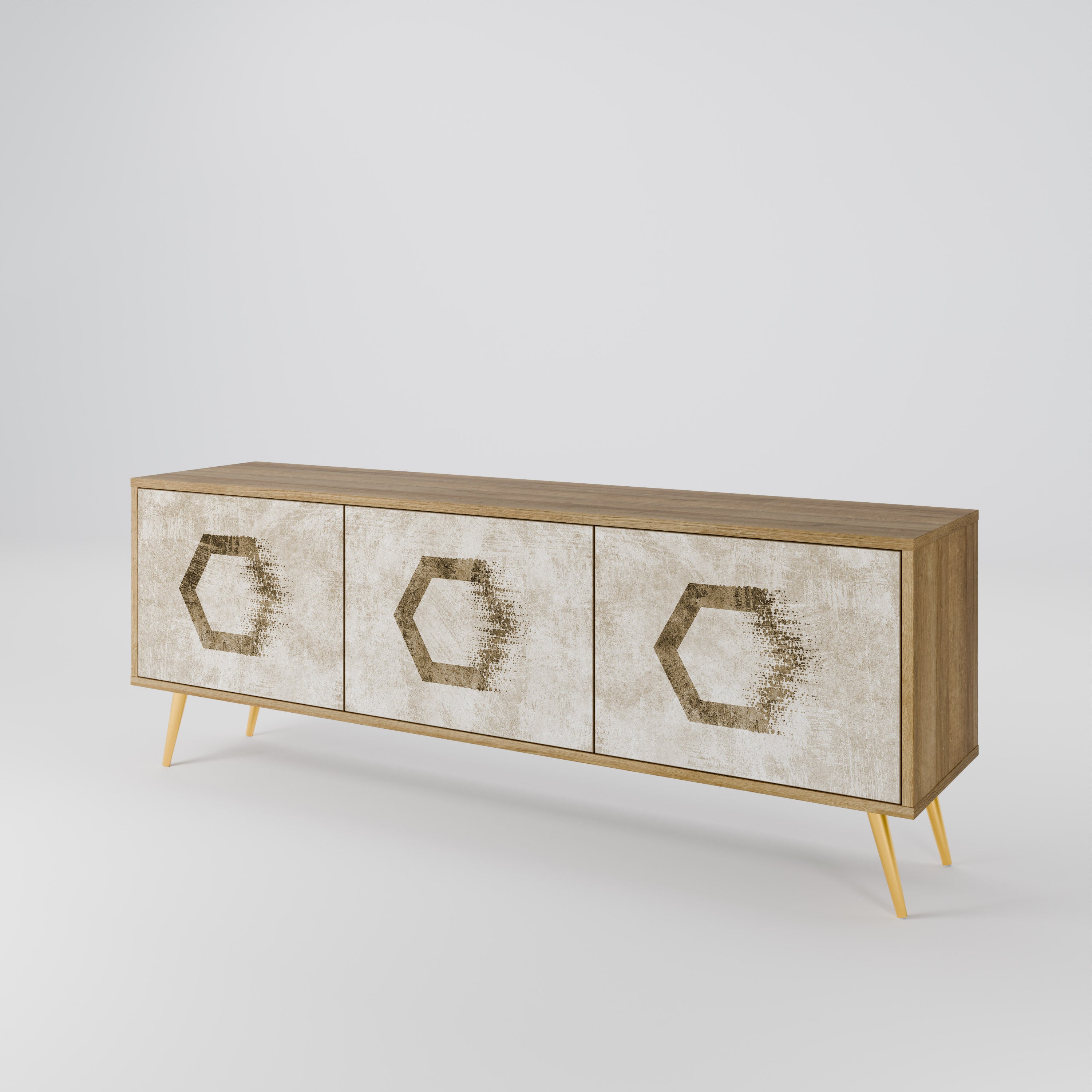 HEXAGONAL SHAPES Třídveřový TV stolek