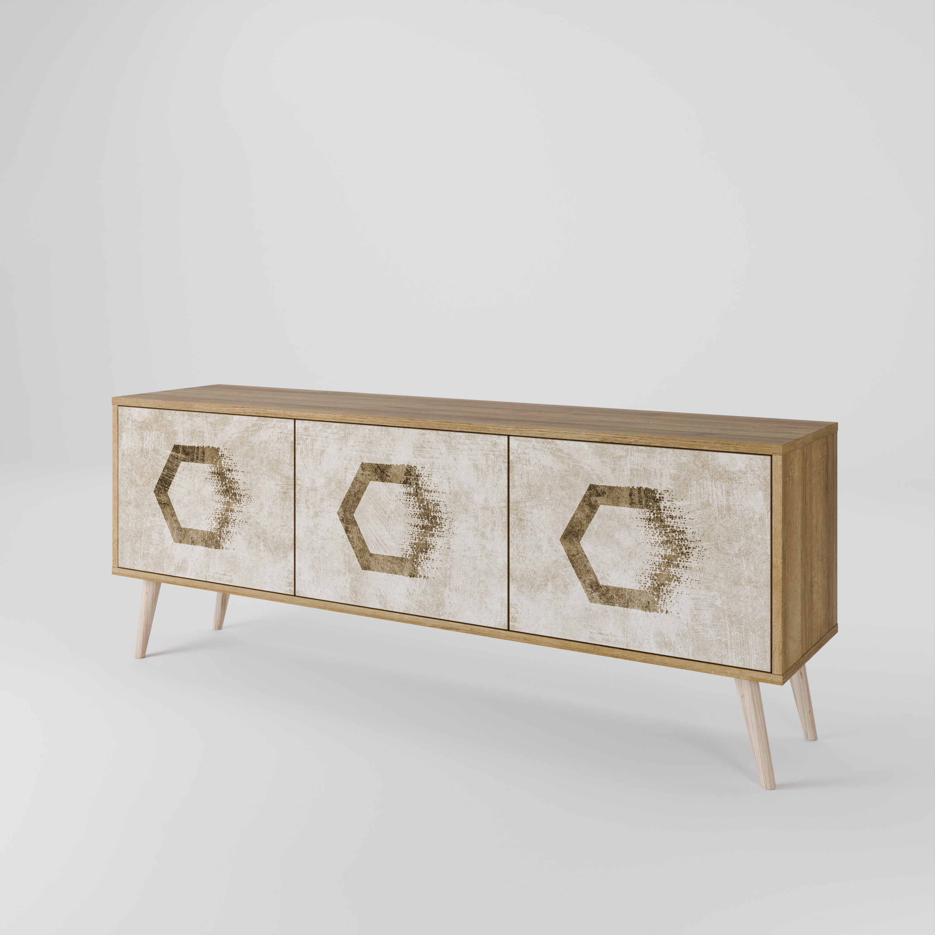 HEXAGONAL SHAPES Třídveřový TV stolek