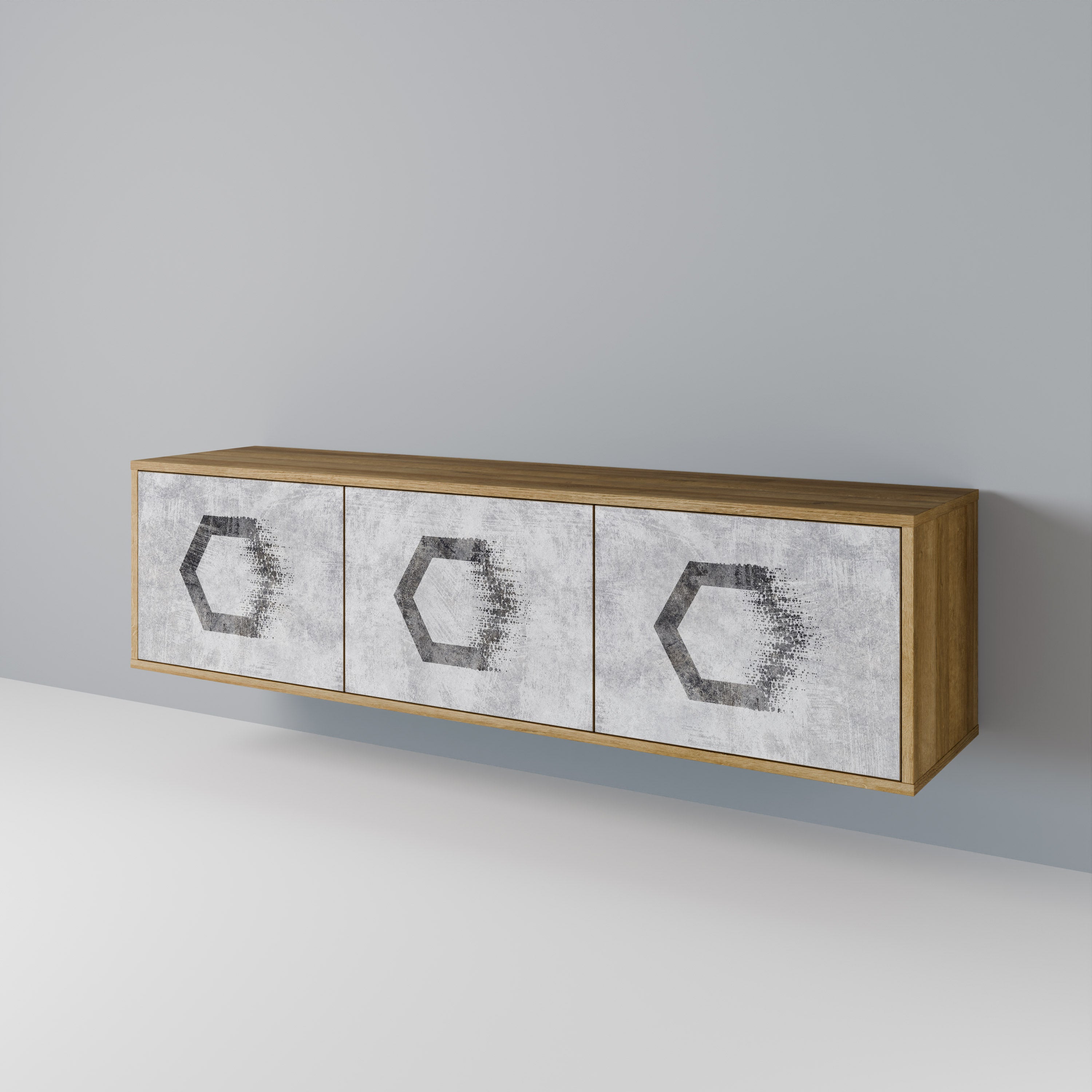 HEXAGONAL FIGURES Třídveřový TV stolek