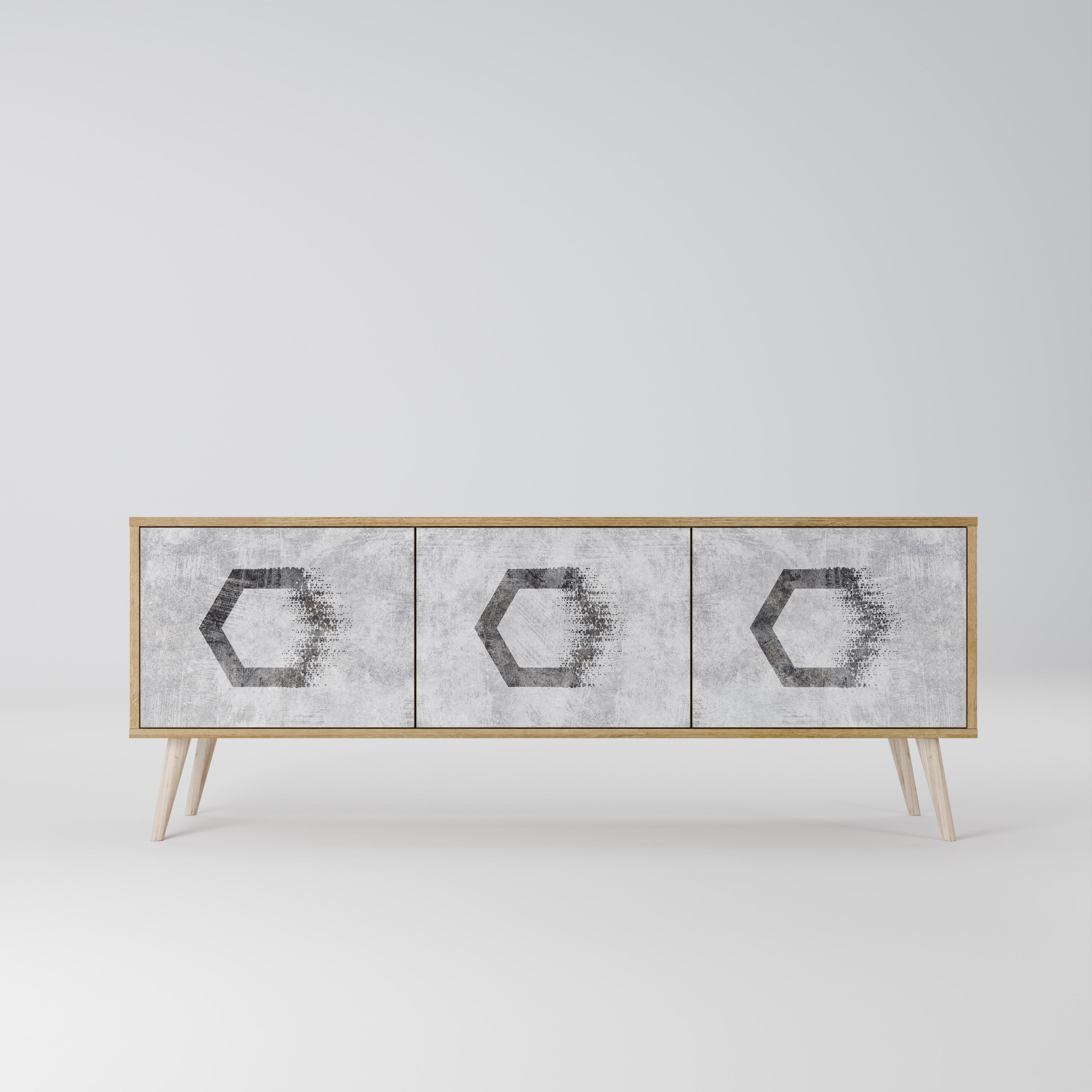 HEXAGONAL FIGURES Třídveřový TV stolek