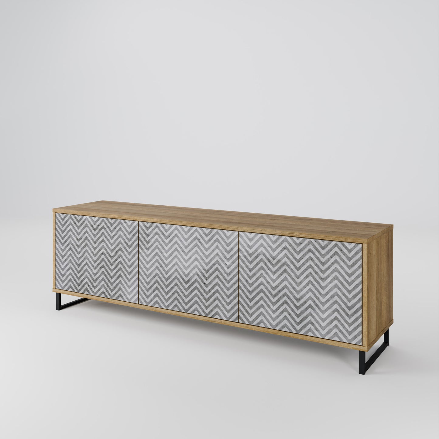 CONCRETE ZIG ZAG Třídveřový TV stolek