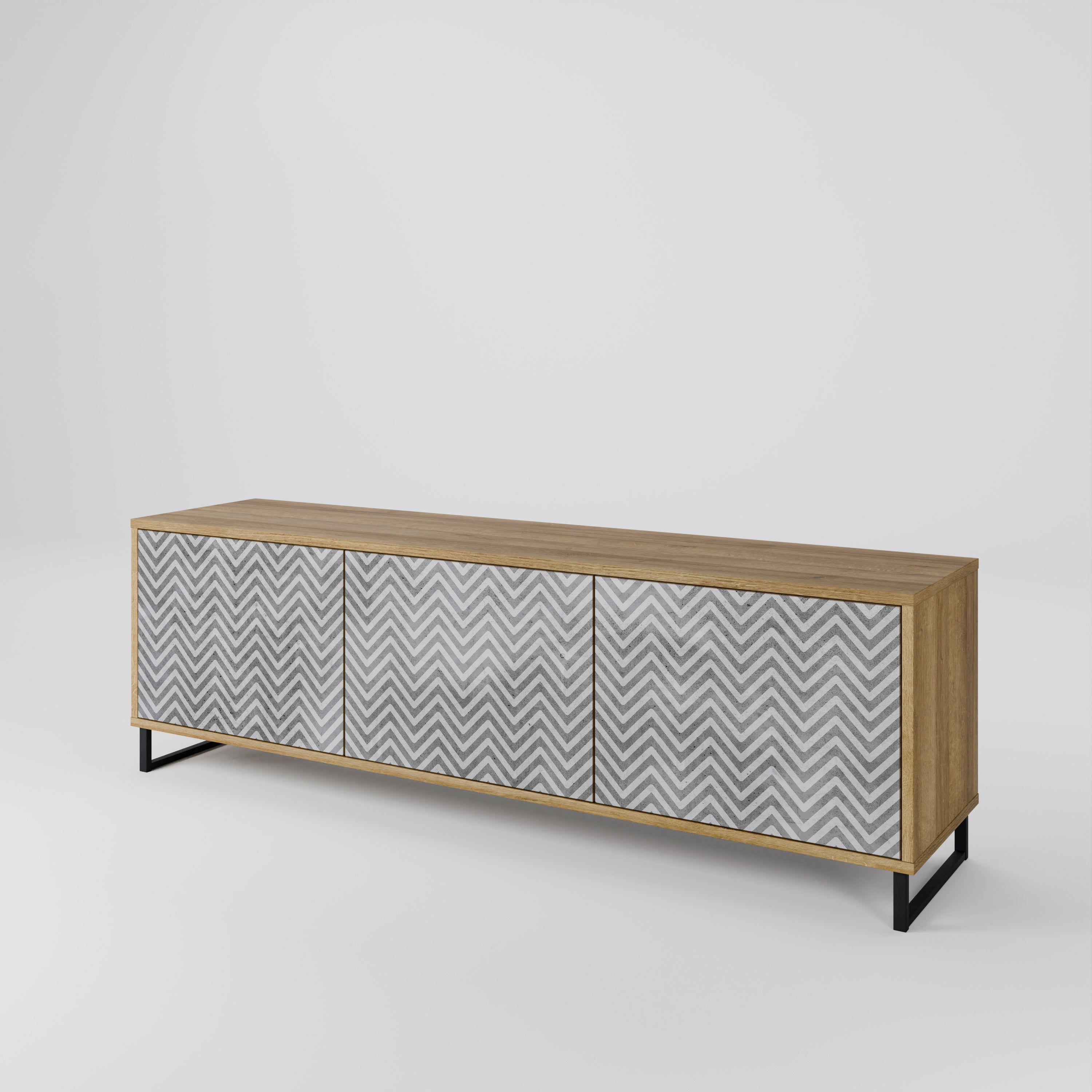 CONCRETE ZIG ZAG Třídveřový TV stolek