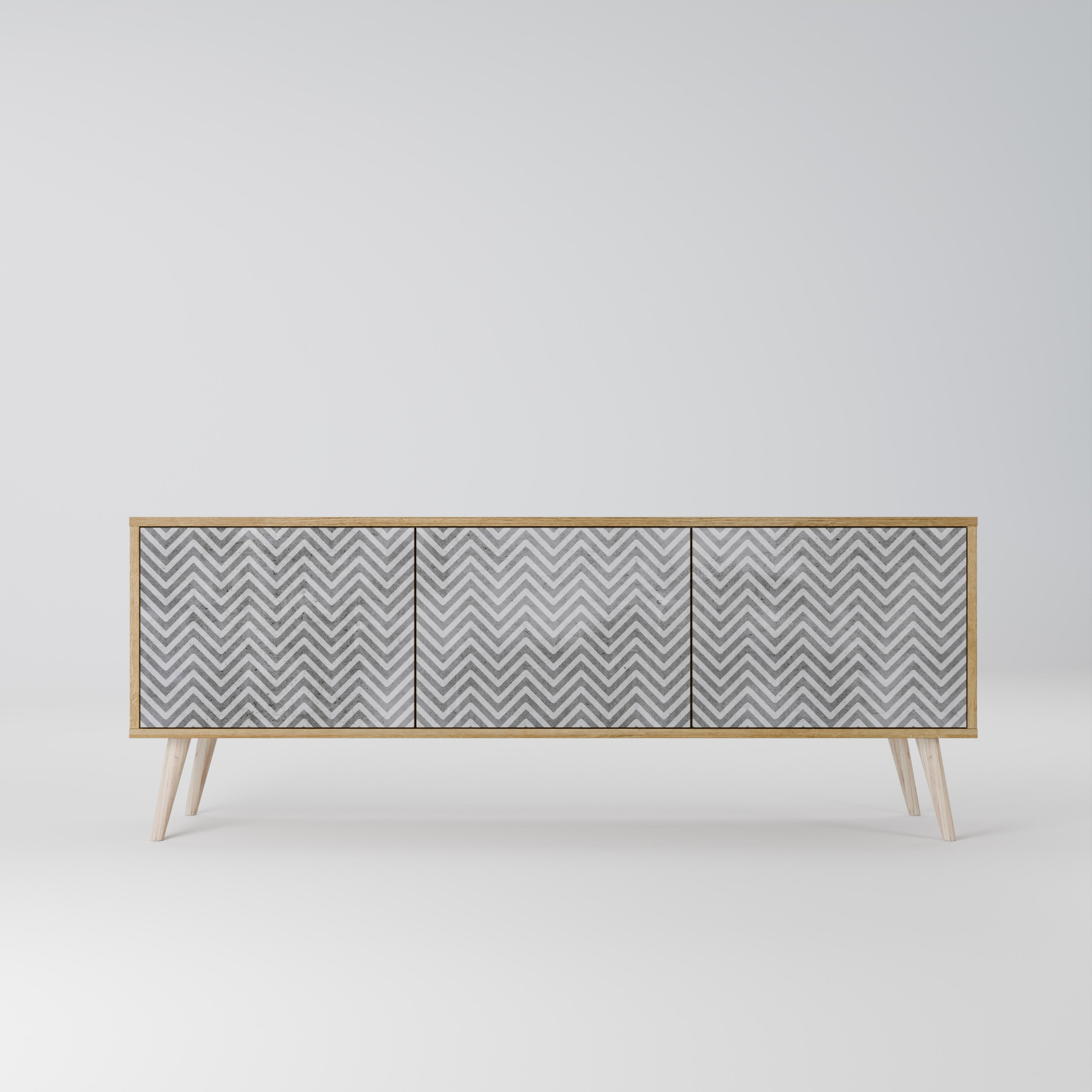 CONCRETE ZIG ZAG Třídveřový TV stolek