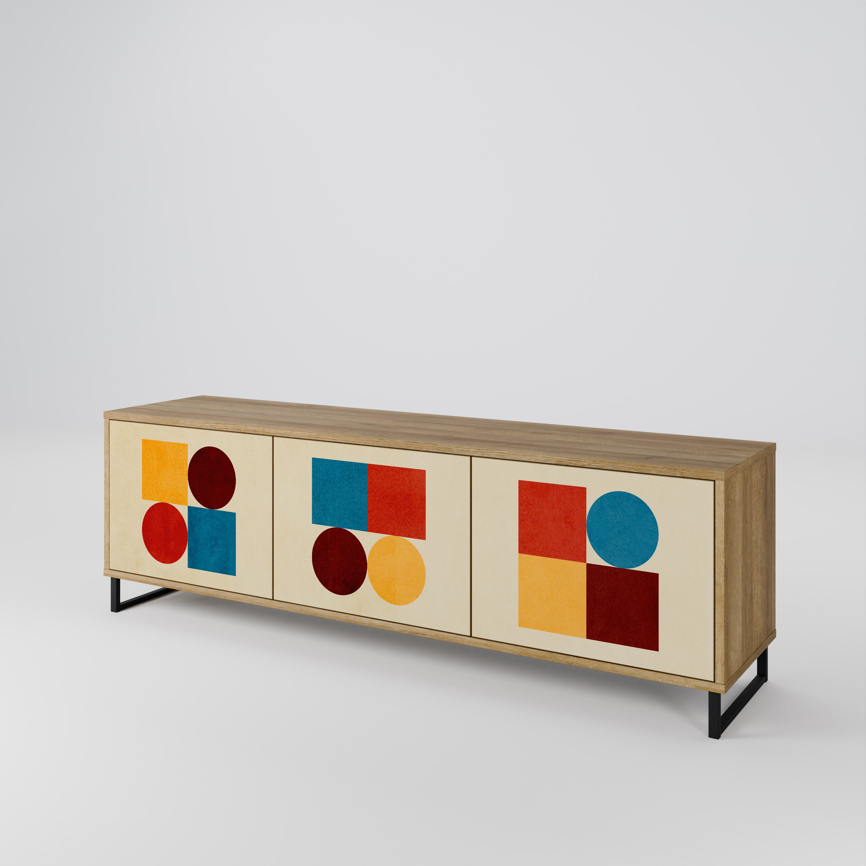 GEOMETRIC PUZZLE Třídveřový TV stolek