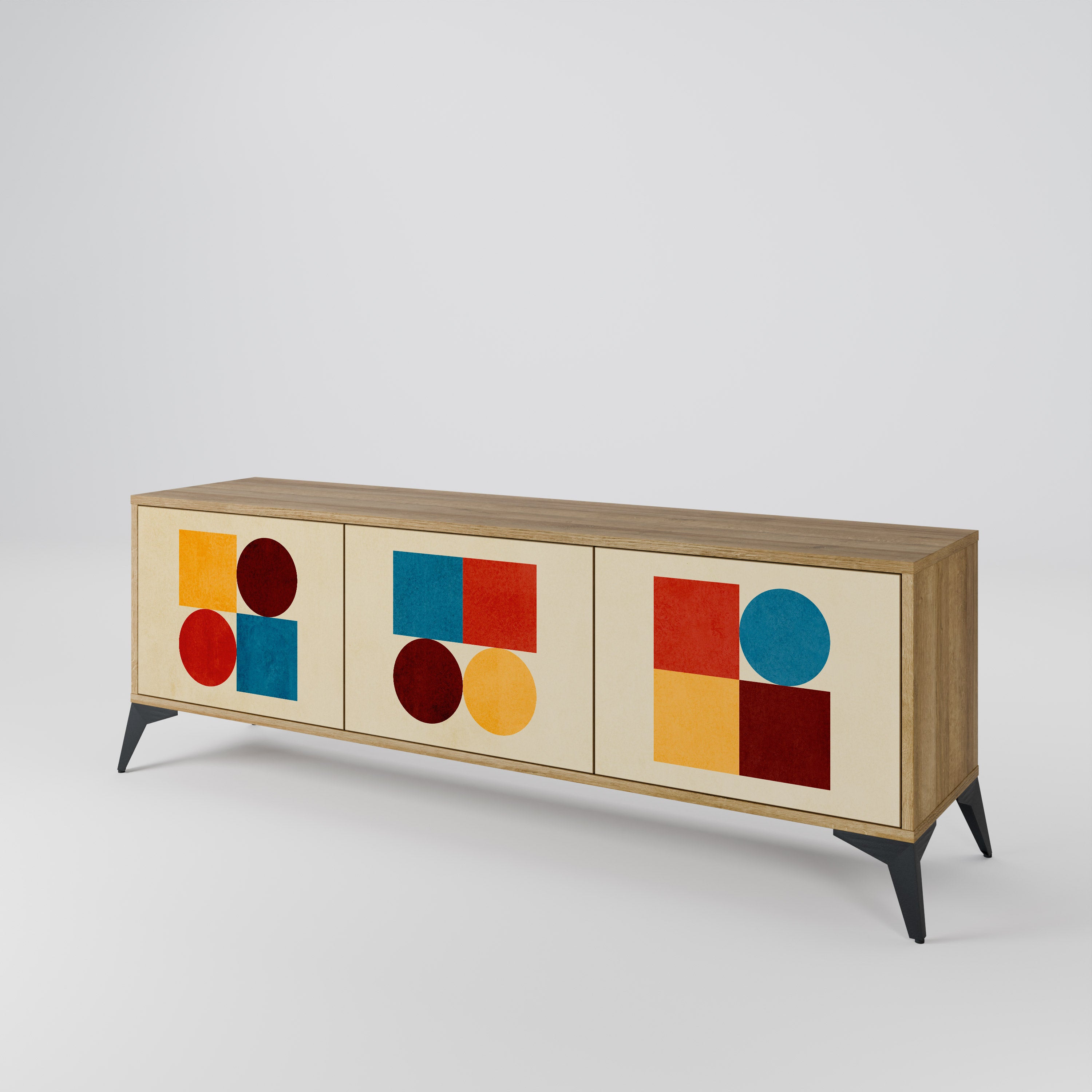 GEOMETRIC PUZZLE Třídveřový TV stolek