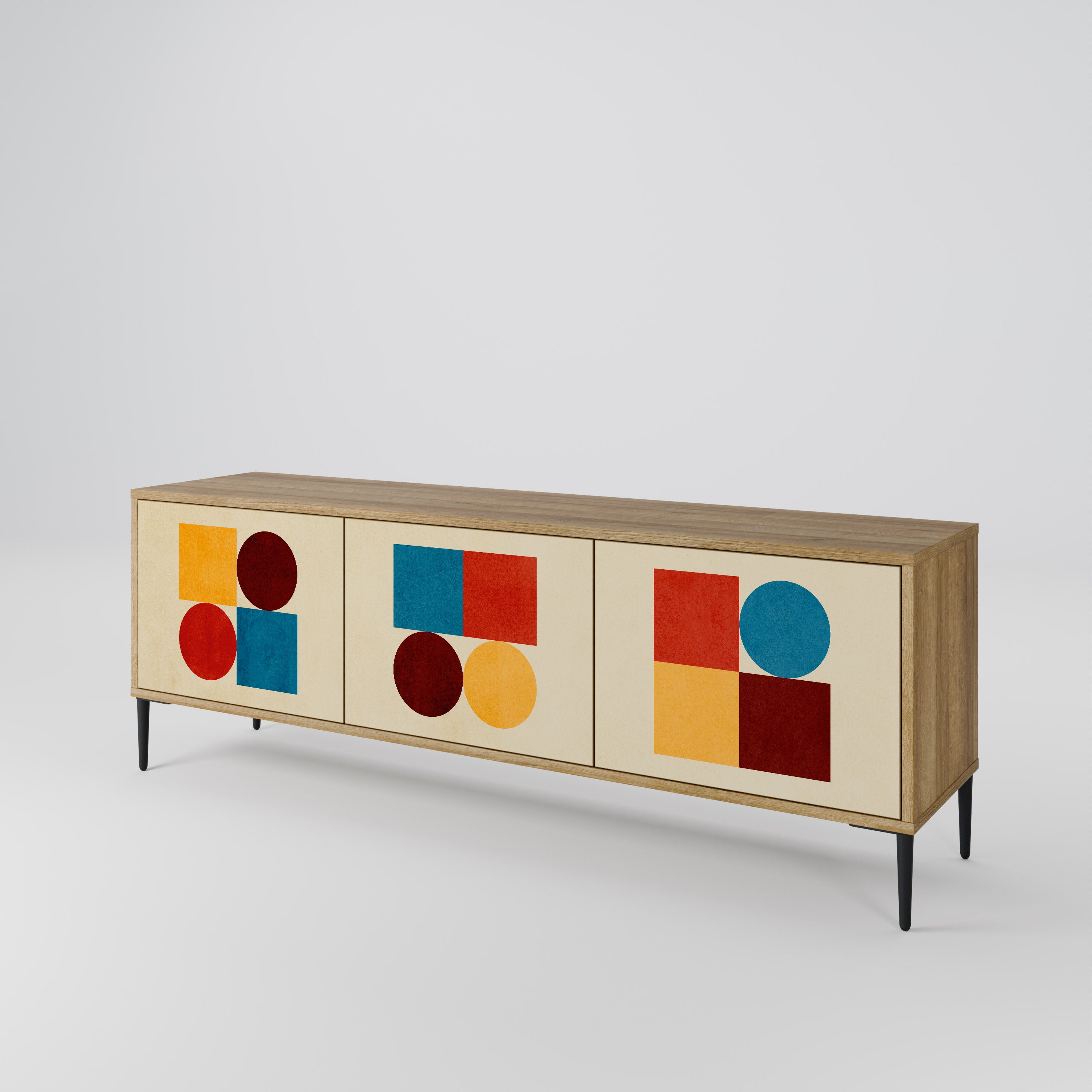 GEOMETRIC PUZZLE Třídveřový TV stolek