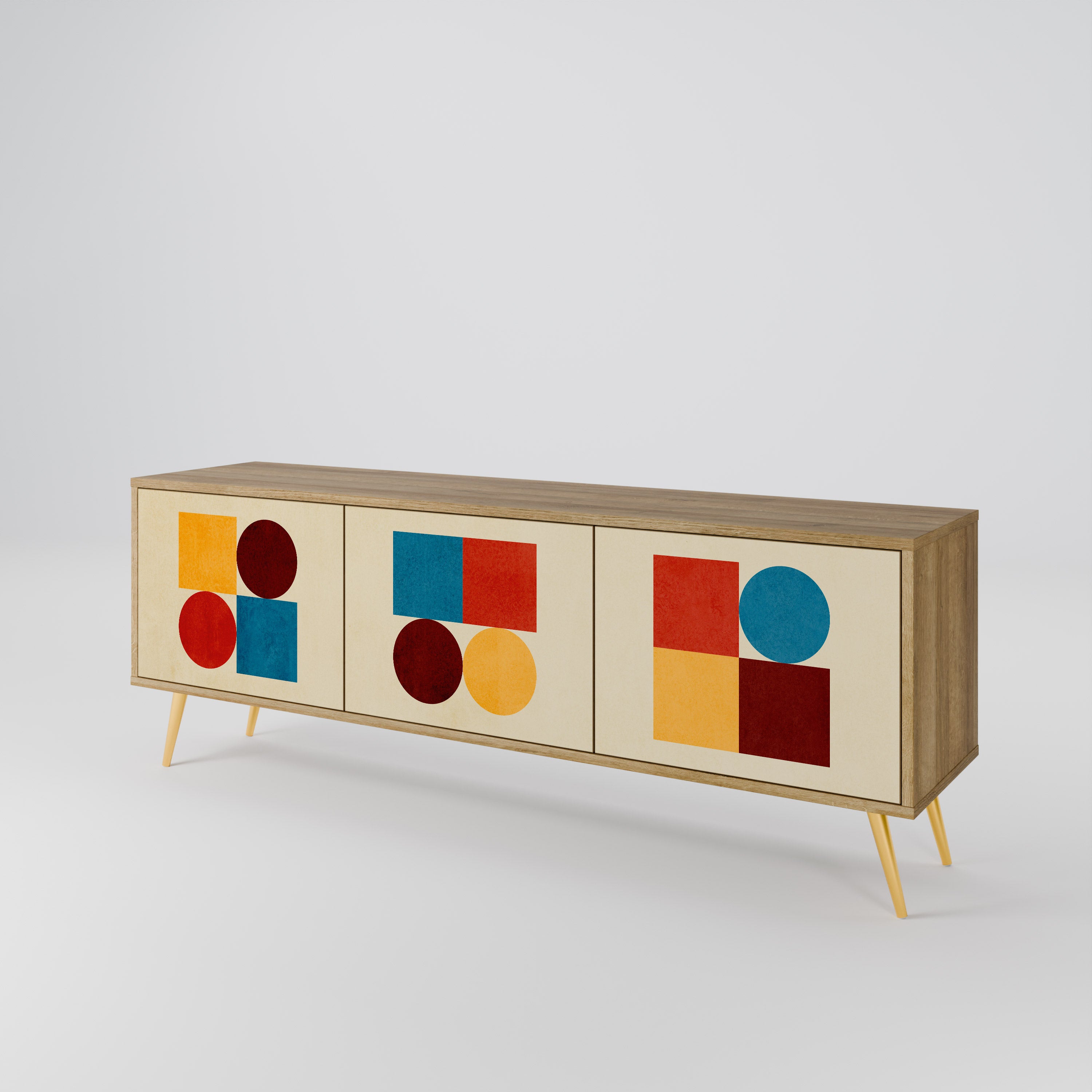 GEOMETRIC PUZZLE Třídveřový TV stolek
