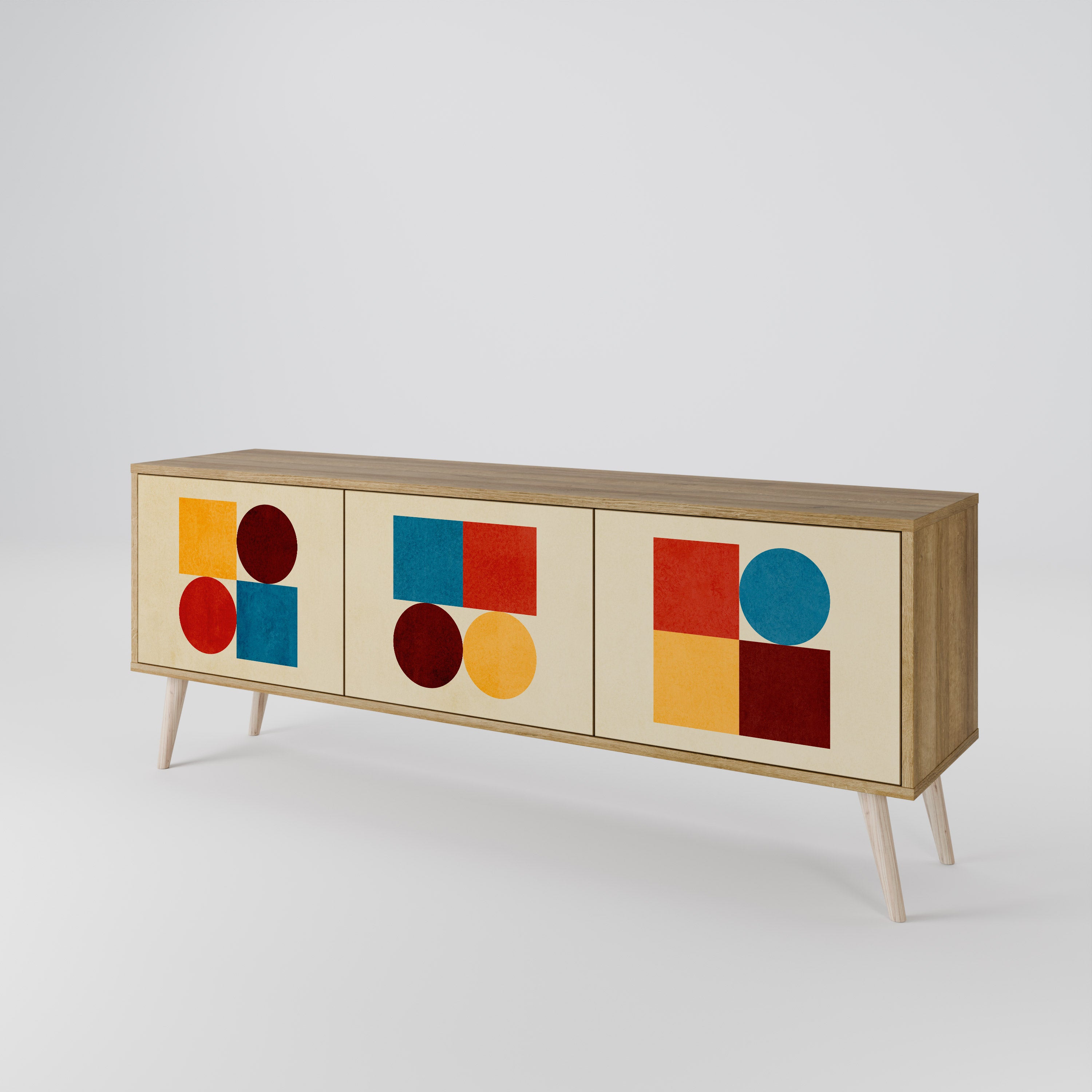 GEOMETRIC PUZZLE Třídveřový TV stolek