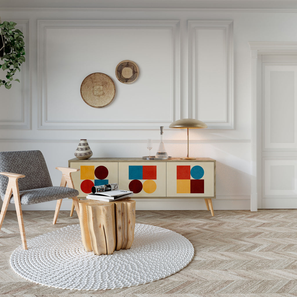 GEOMETRIC PUZZLE Třídveřový TV stolek