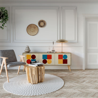 GEOMETRIC PUZZLE Třídveřový TV stolek