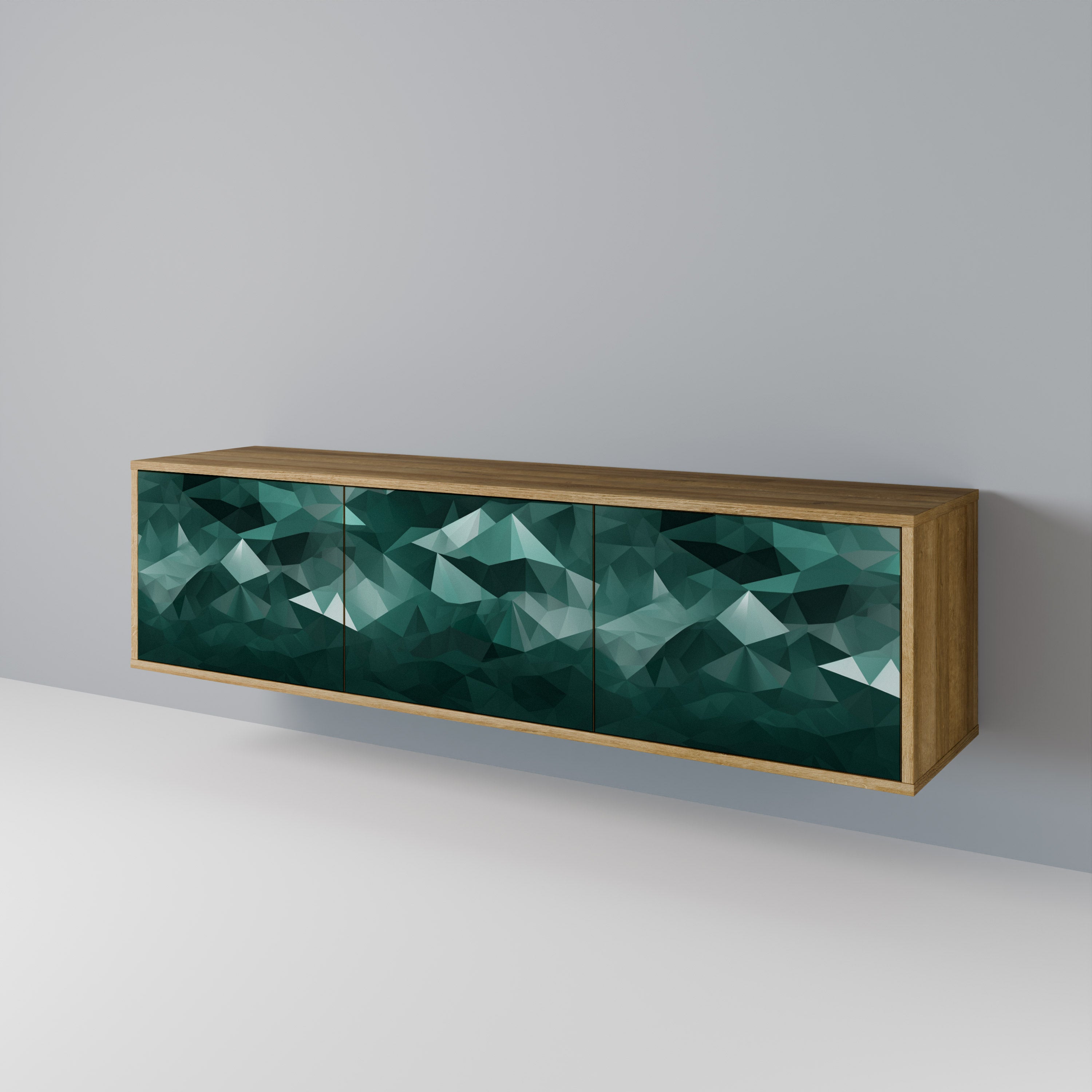 POLYGONAL FLOATING Třídveřový TV stolek