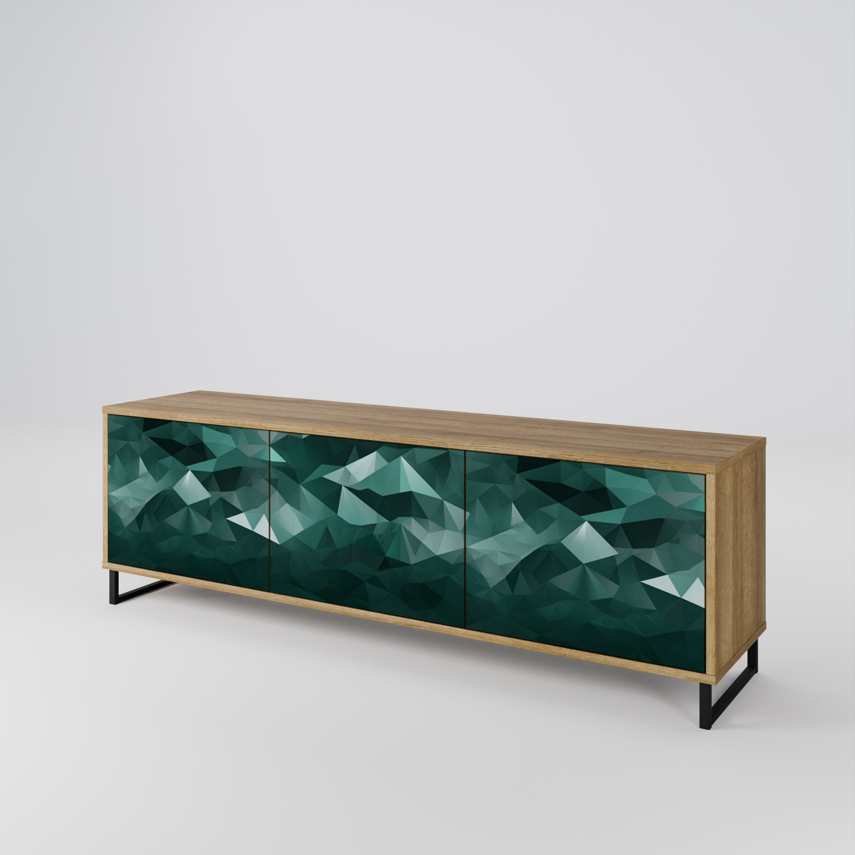 POLYGONAL FLOATING Třídveřový TV stolek