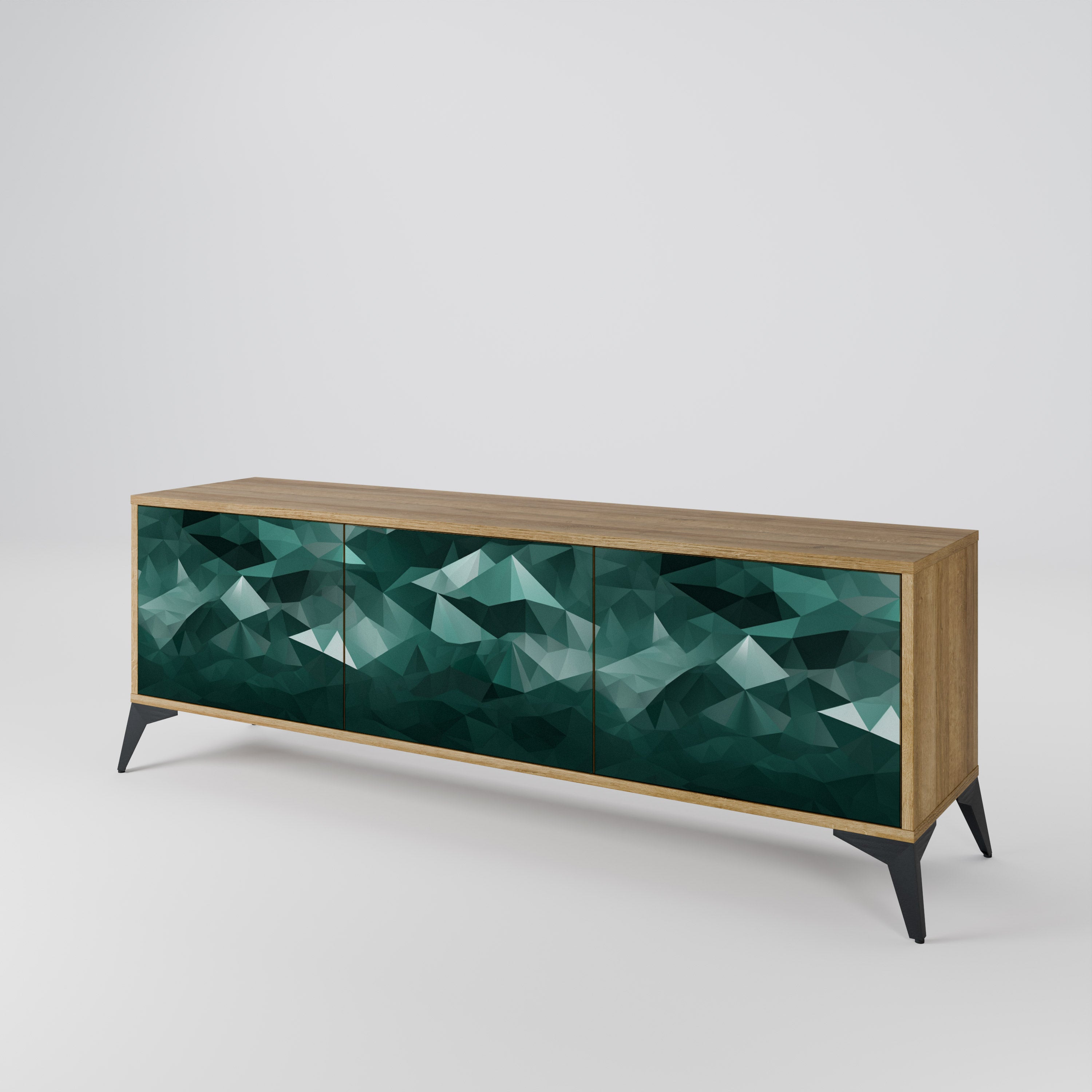 POLYGONAL FLOATING Třídveřový TV stolek