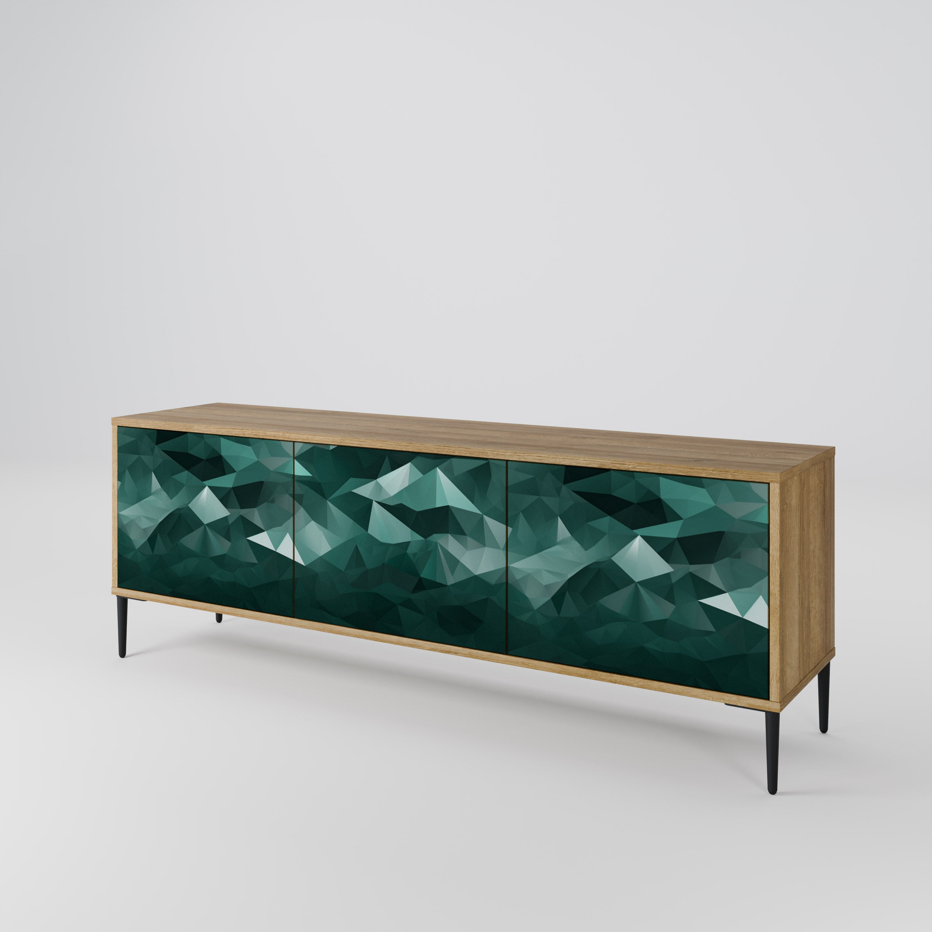 POLYGONAL FLOATING Třídveřový TV stolek