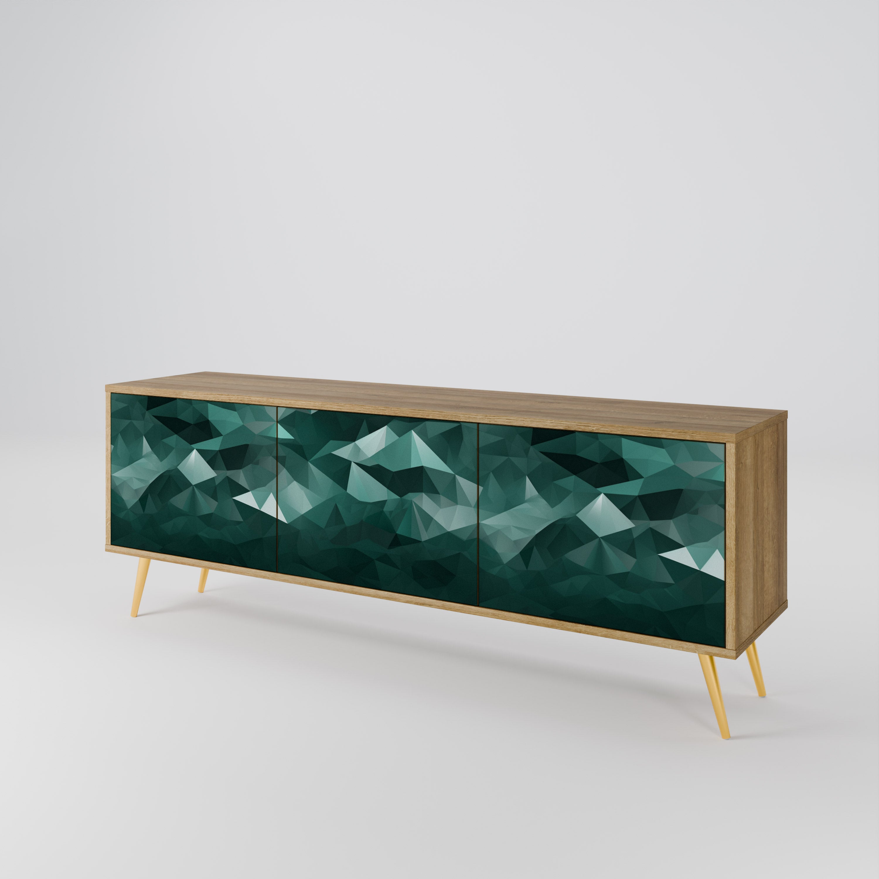 POLYGONAL FLOATING Třídveřový TV stolek