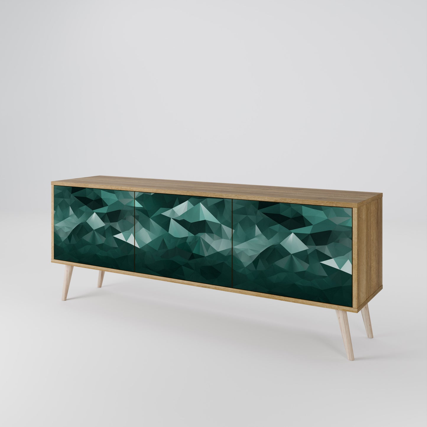 POLYGONAL FLOATING Třídveřový TV stolek