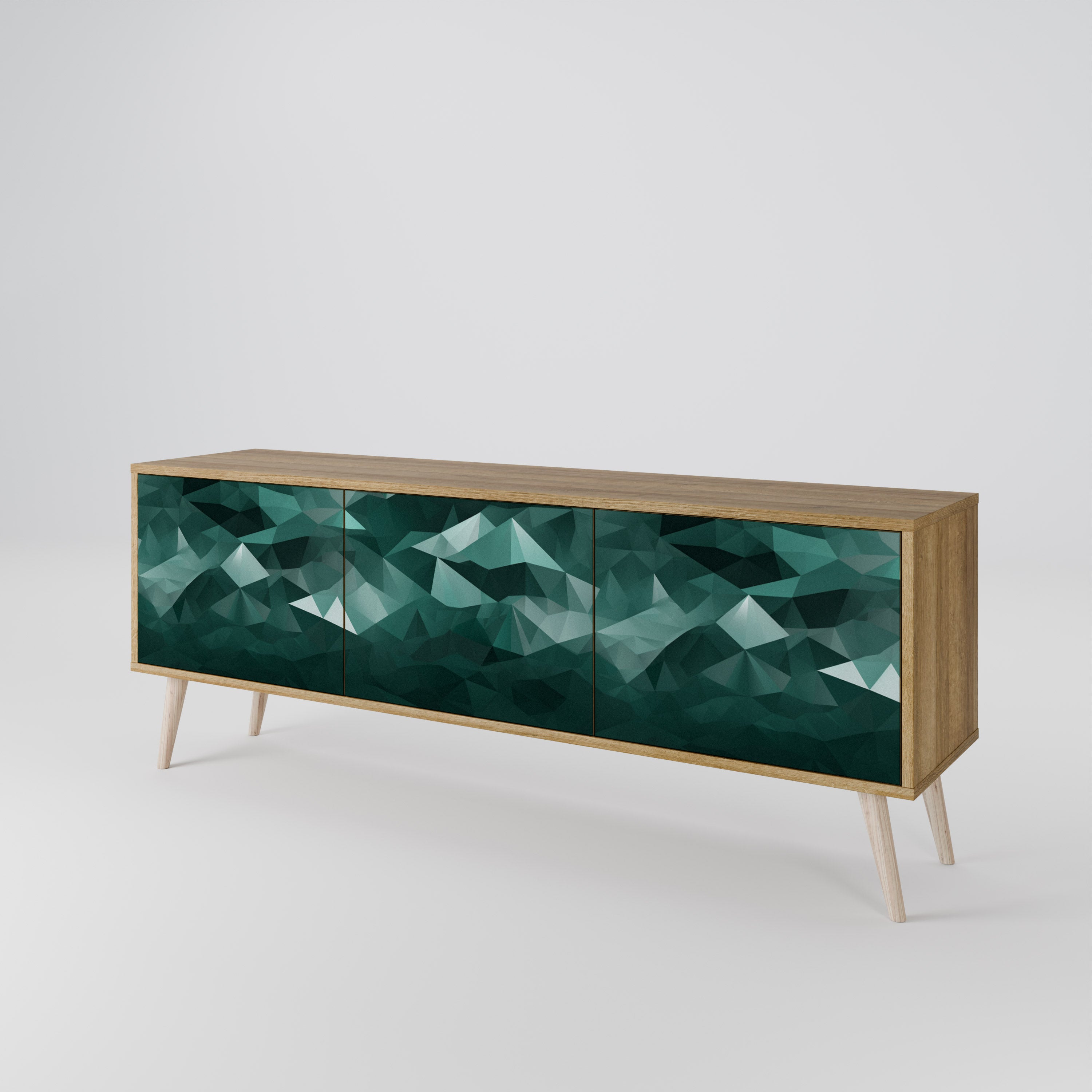 POLYGONAL FLOATING Třídveřový TV stolek